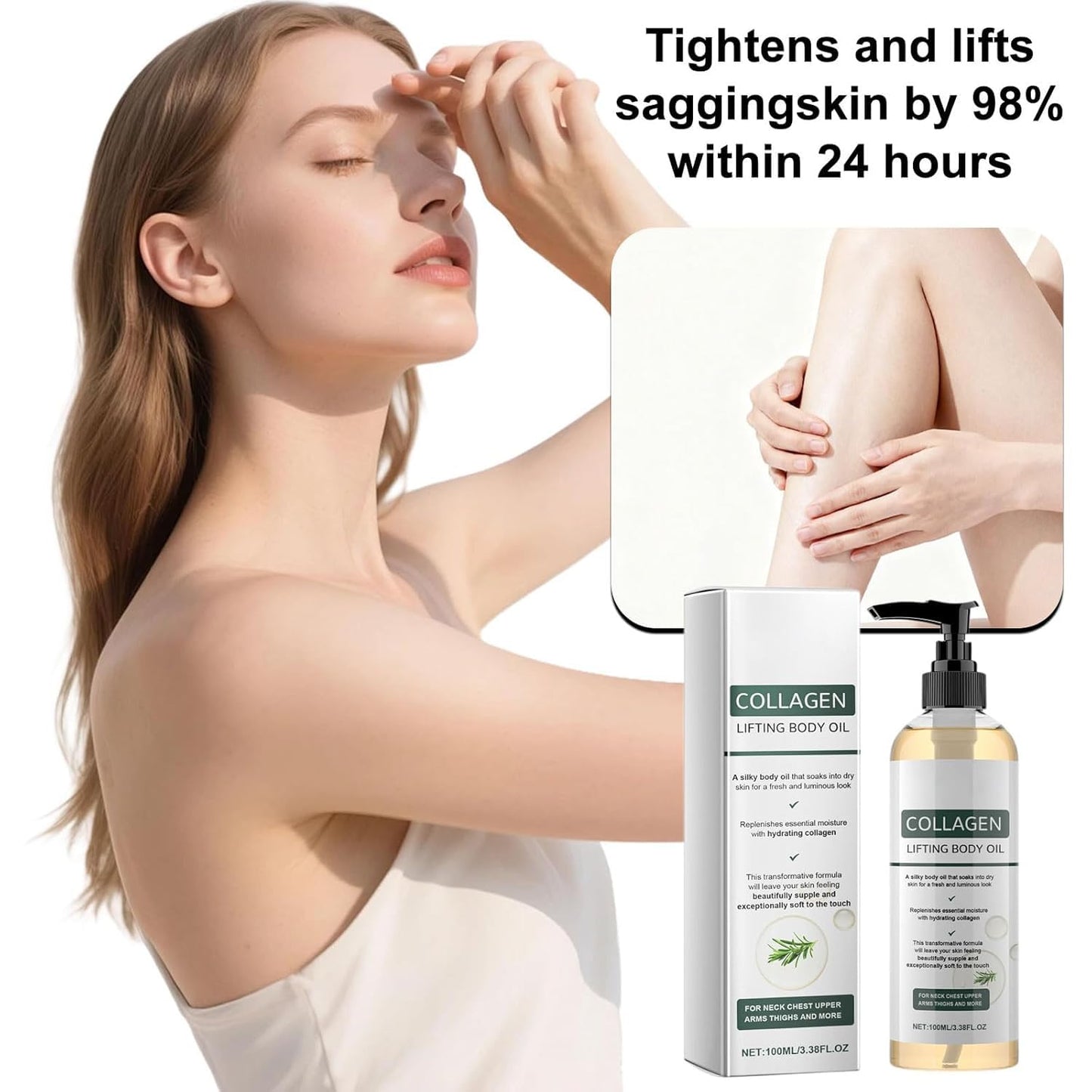 Collagen Lifting Body Oil - Hydrating Anti-Aging Moisturizer for All Skin Types | 3.8 Fl Oz