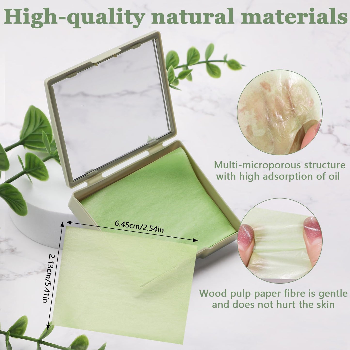 Jutqut Oil Blotting Sheets for Face with Mirror & Puff, 100 Sheets Oil Absorbing Sheets for Oily Skin, Natural Fiber Blotting Paper, Makeup Friendly Face Oil Control Sheets