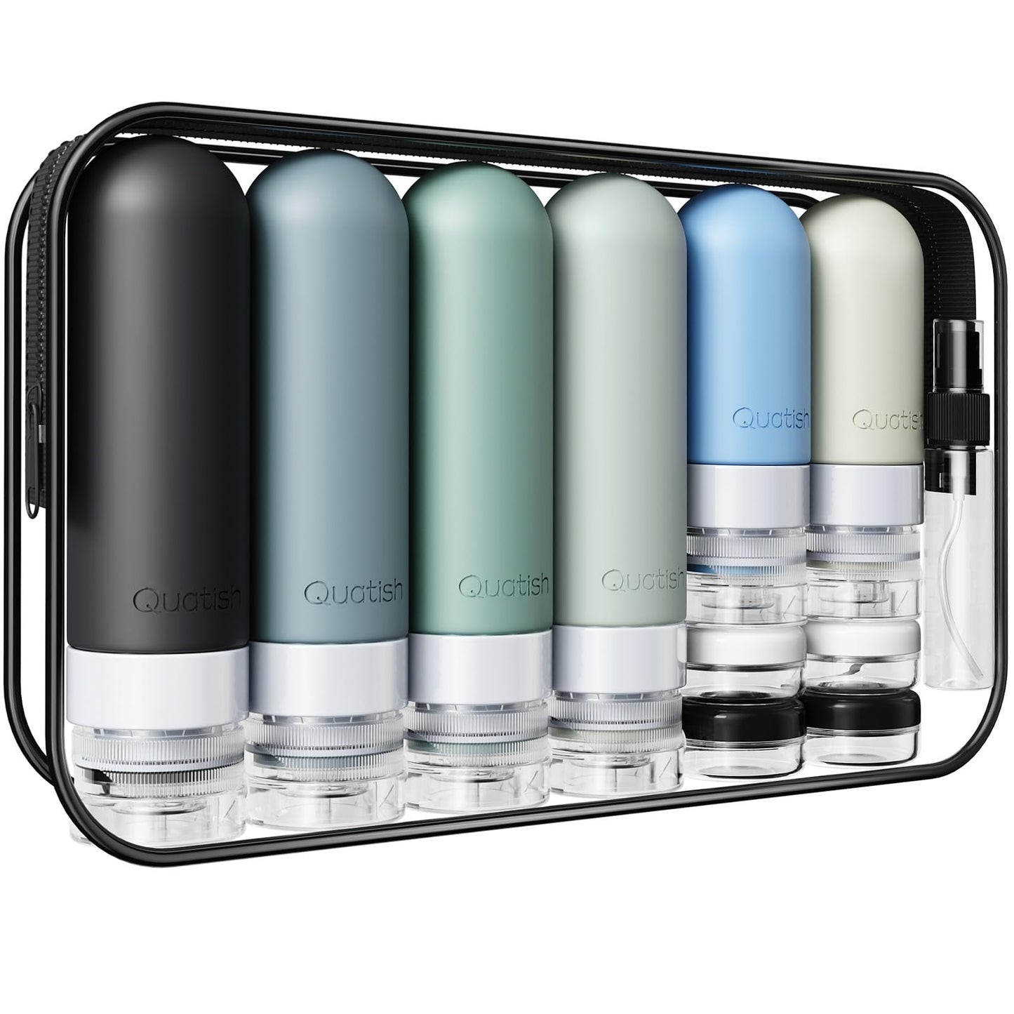 20 Pack Travel Bottles for Toiletries, Original Patented, TSA Approved Travel Size Containers, Leak Proof Silicone Shampoo and Conditioner Bottles Women & Men, Airplane Cruise Essentials, Black