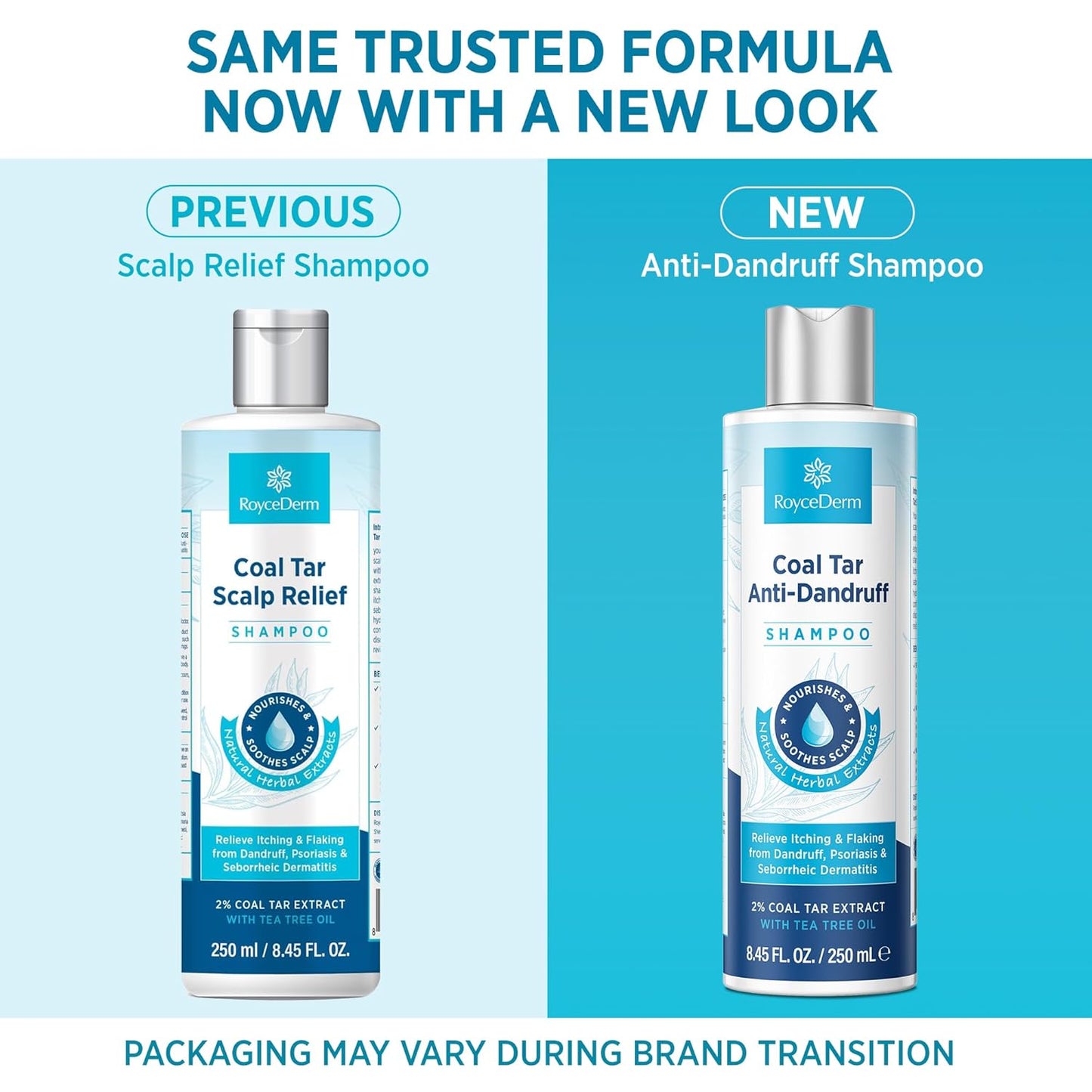 RoyceDerm Dandruff Shampoo - Extra Strength 2% Coal Tar Gel for Rapid Scalp Relief | Hydrating & Natural Fragrance