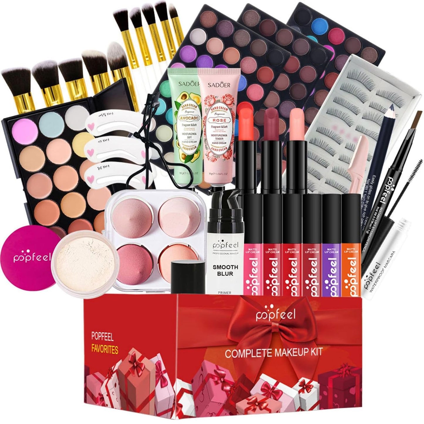 Holiday Makeup Gift Set - Complete Kit for Women & Teens | Includes Eyeshadow Palette, Lipstick, Blush, Concealer, Face Powder, Mascara, Lip Gloss