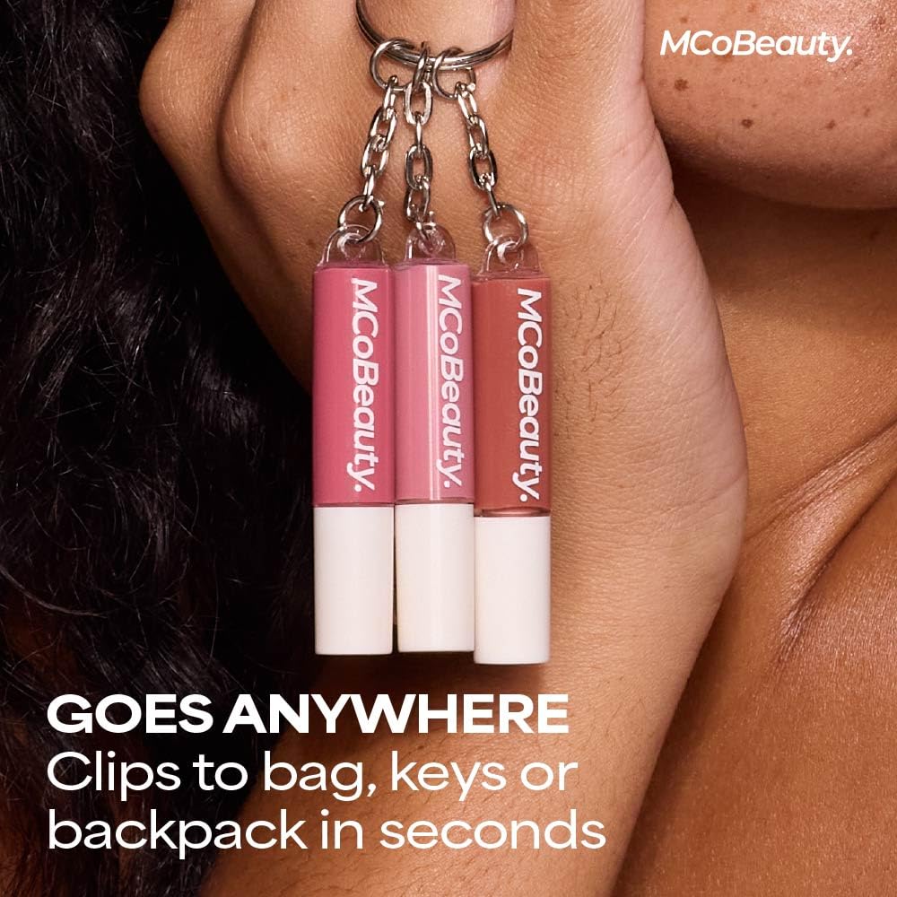 MCoBeauty Lip Gloss Trio - Keychain Lip Gloss Set of 3 Mini Glosses