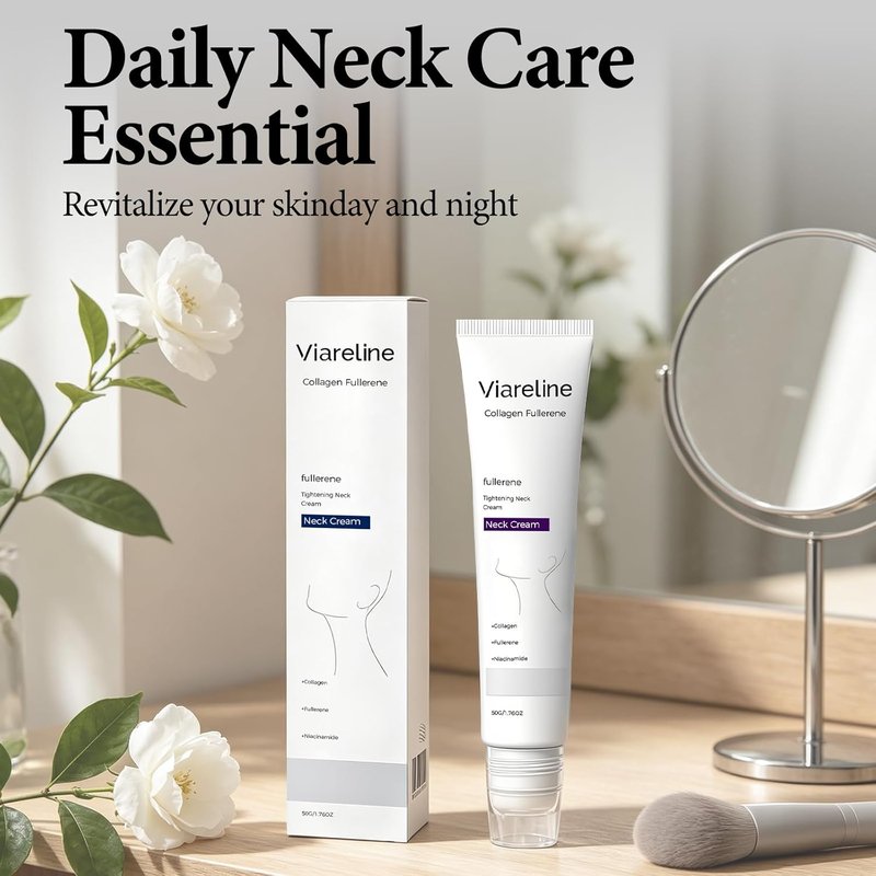 Collagen Neck Cream - Firming & Lifting Treatment for Crepey Skin | Five Roller Applicator