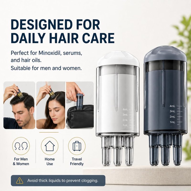 Minoxidil Applicator - 2 Pack Scalp Comb with Brush & Dropper | Precision Hair Oil Dispenser for Targeted Application