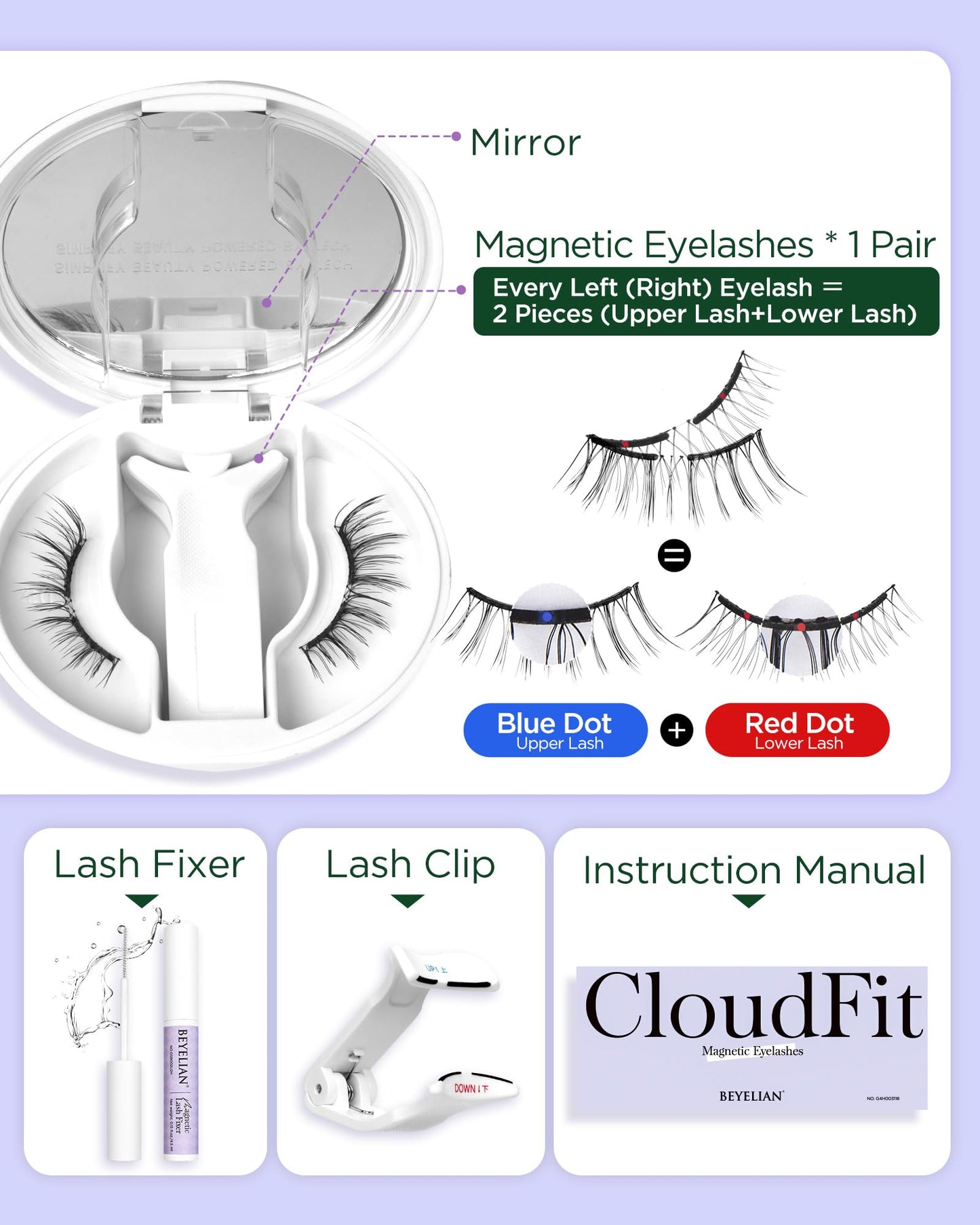 BEYELIAN Magnetic Eyelashes with Applicator, Upgrade Soft Magnetic Lashes Portable Magnetic Eyelashes Natural Look, Reusable, No Glue Needed Fales Eyelashes for Eye YT25 (All-In-One & Comfortable)