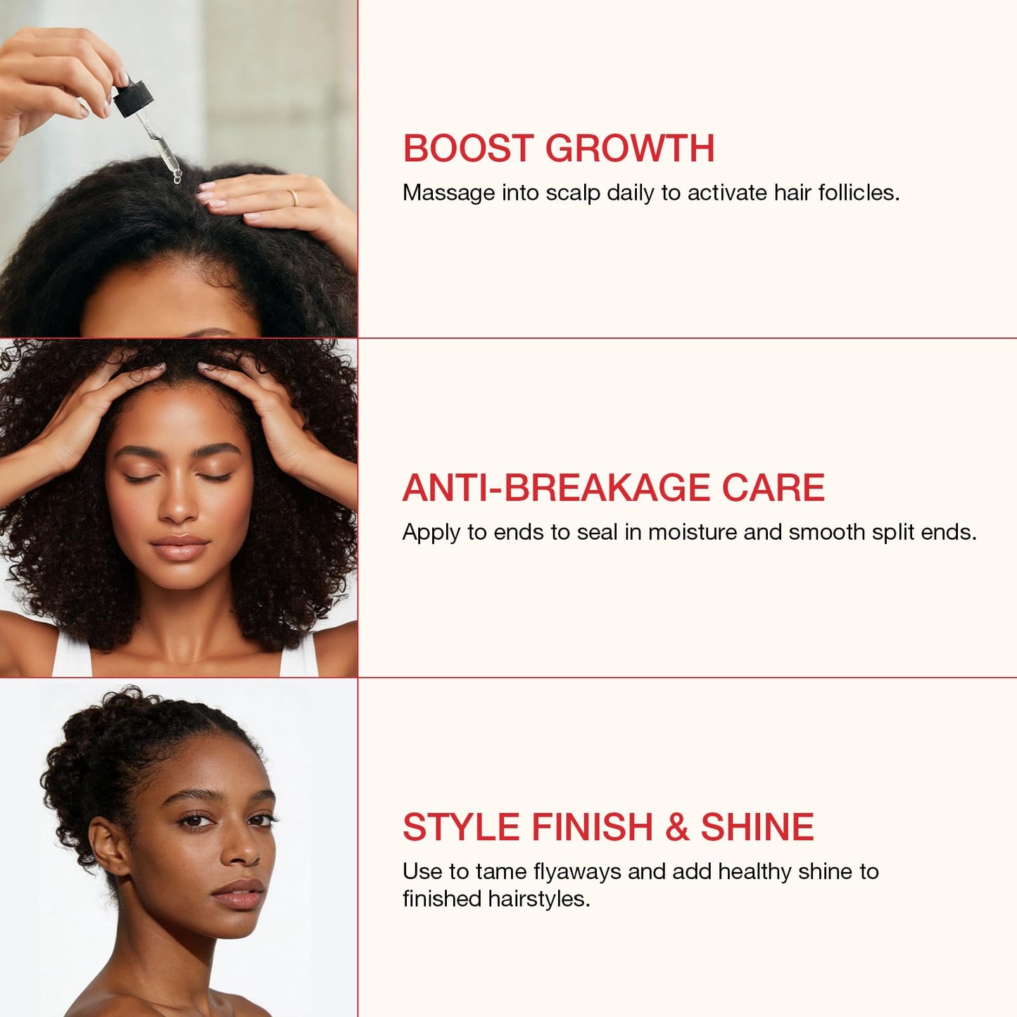 Hair Growth Oil for Curly Hair, Coily & Textured – Castor, Rosemary & Peppermint & Pumpkin Seed Oil, Strengthens Hair, Reduces Breakage, 60ml