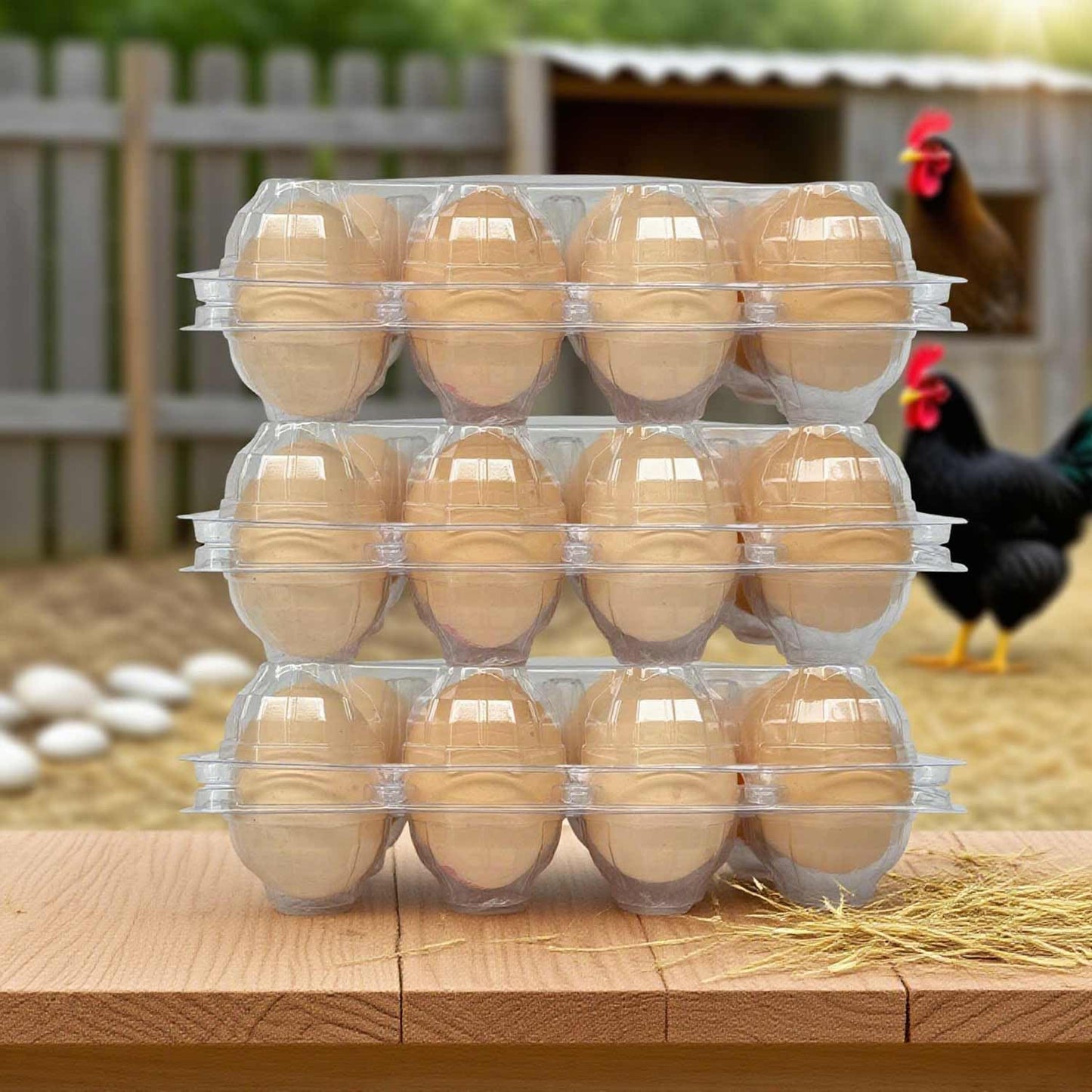 YSJFNVUI 100-Pack of 12-Count Plastic Egg Cartons – Bulk Clear Reusable Egg Containers Holds Chicken Eggs | Eggs 12 Count,Egg Cartons Cheap Bulk,Suitable for farms, markets and families.