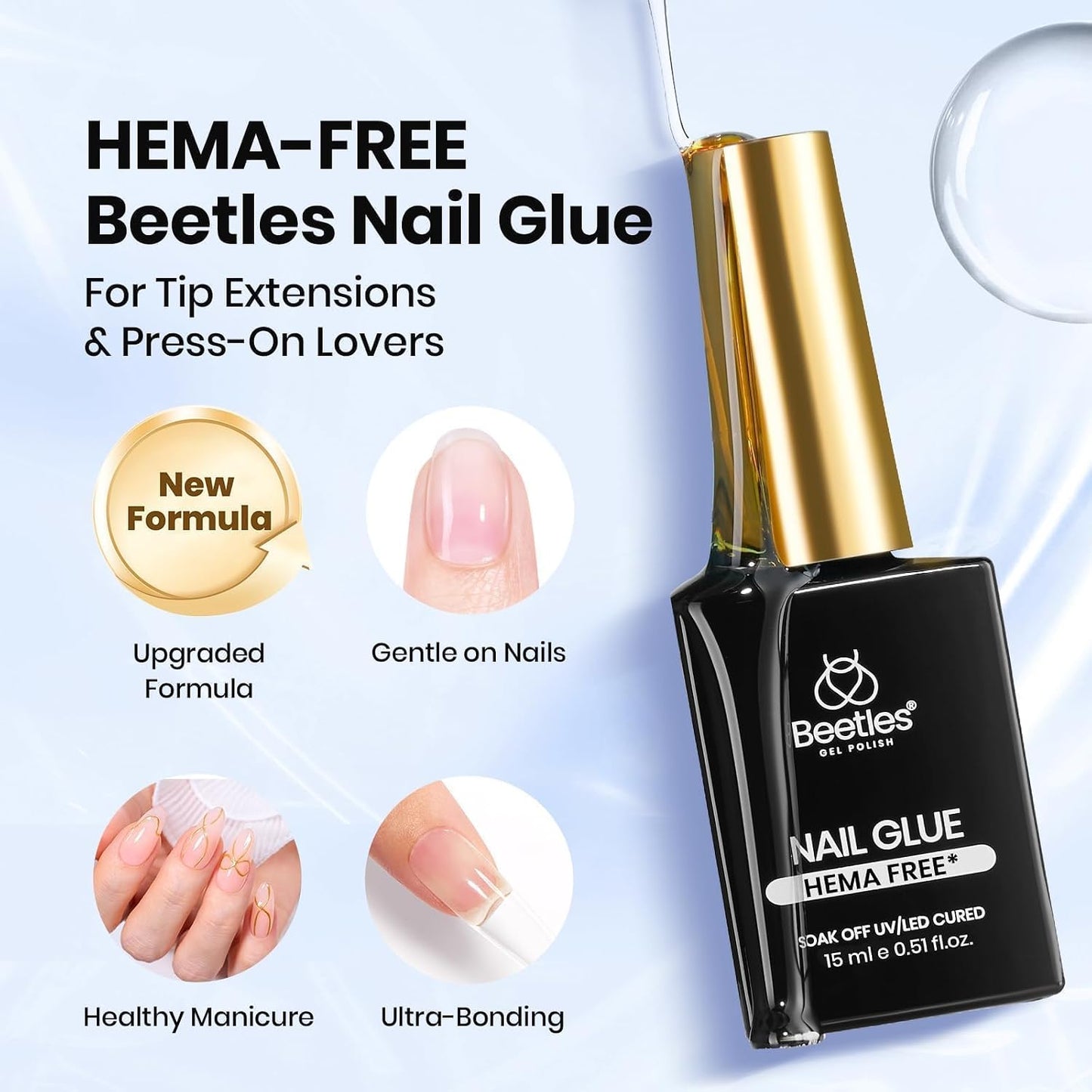 Beetles Gel Nail Tips - 576 Pcs Short Almond Acrylic False Nails | 12 Sizes, Easy DIY Press-On Extensions