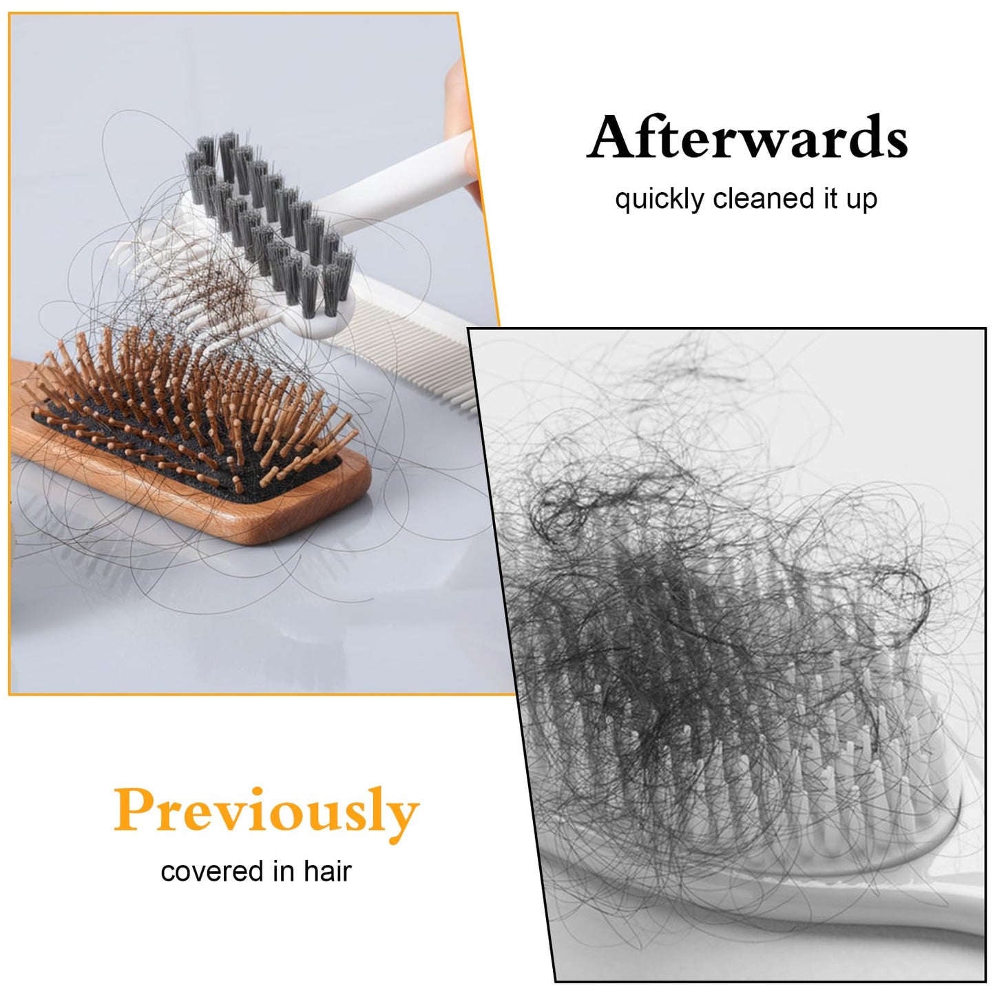 Hair Brush Cleaner, 2-in-1 Portable Hairbrush Cleaning Tool White Comb Cleaner for Home Salon Travel, Removes Hair & Dust from Combs