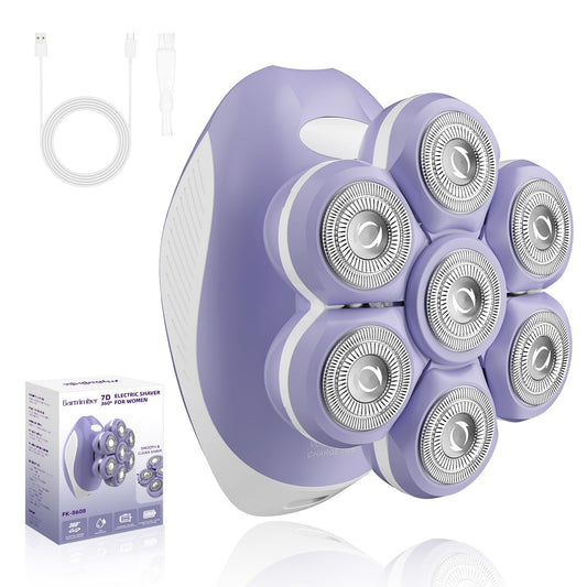Bartrimber 7D Electric Razors for Women: 2-in-1 Electric Shaver Trimmer for Ladies Flawless Legs & Full Body & Bikini - Waterproof Wet Dry Shaver w/LED Light & Travel Cap - Birthday Gifts for Wife Her