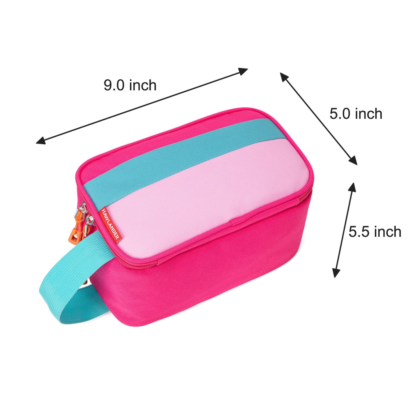 HawLander Kids Toiletry Bag for Travel, Small Size for Boys or Girls, With Carry Handle (Pink Rose)