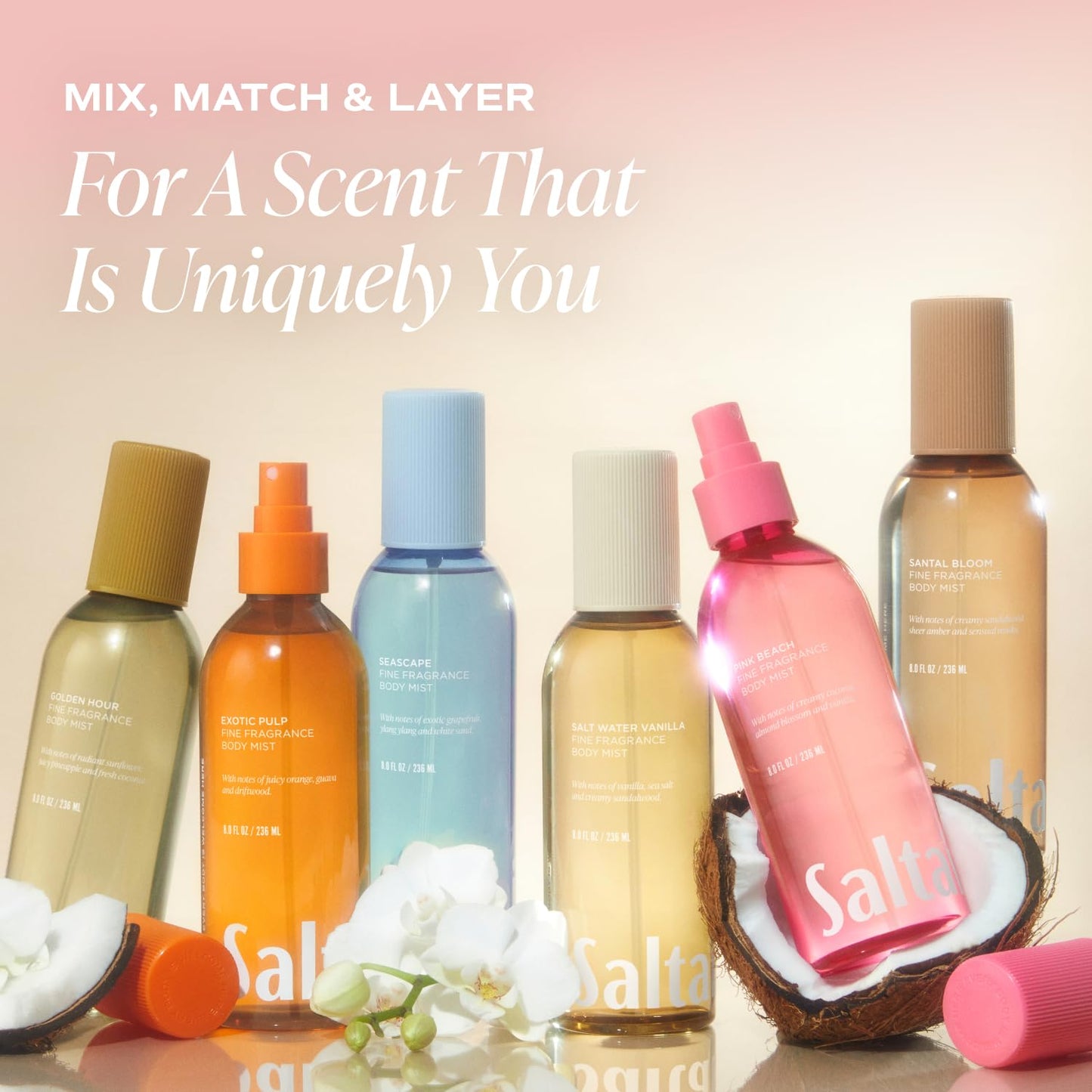 Saltair Body Mist - Lightweight Fine Fragrance Spray with Santal Bloom Scent | 2-Pack 8oz Bottles
