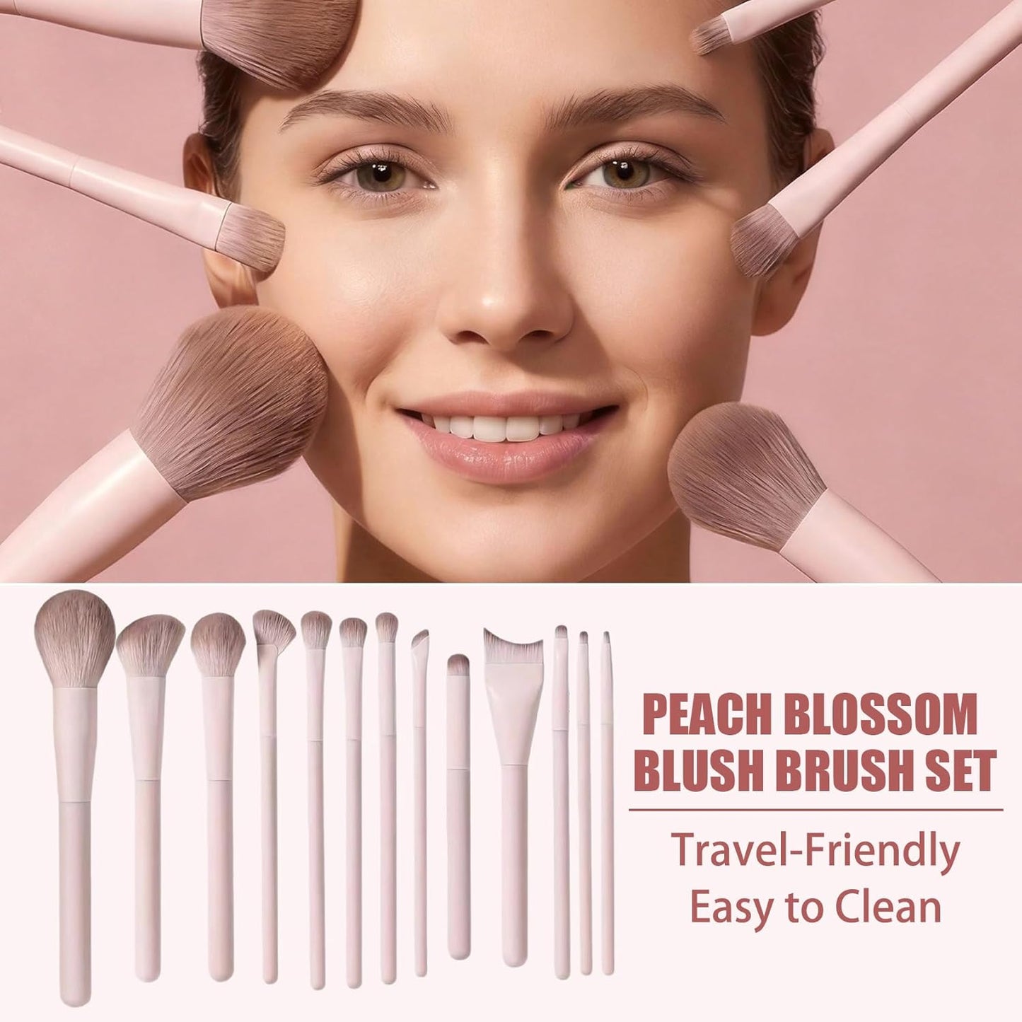 Makeup Brush Set - 13 Professional Brushes for Foundation, Eyeshadow, Blush & Lips | Soft Synthetic Bristles for Beginners