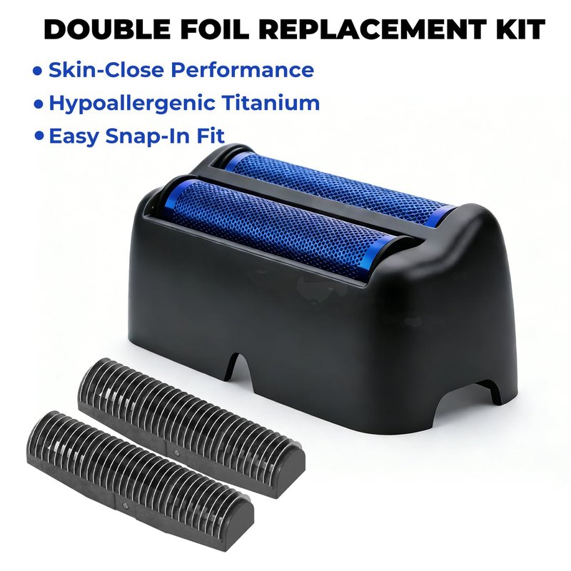 Replacement Foil and Cutter for BaBylissPRO UV Double Foil Shavers - Hypoallergenic Extra-close Shaver Replacement Head,for use with UV Foil Shavers ONLY (Gray（FXLRF2）)