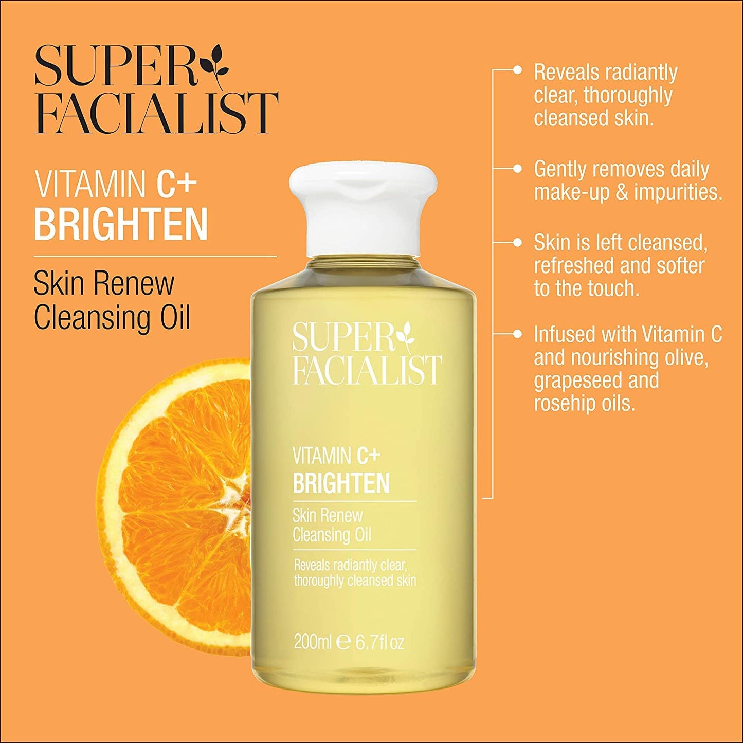 Super Facialist Face Cleanser Oil - Gentle Makeup Remover with Vitamin C | 6.8 oz, All Skin Types