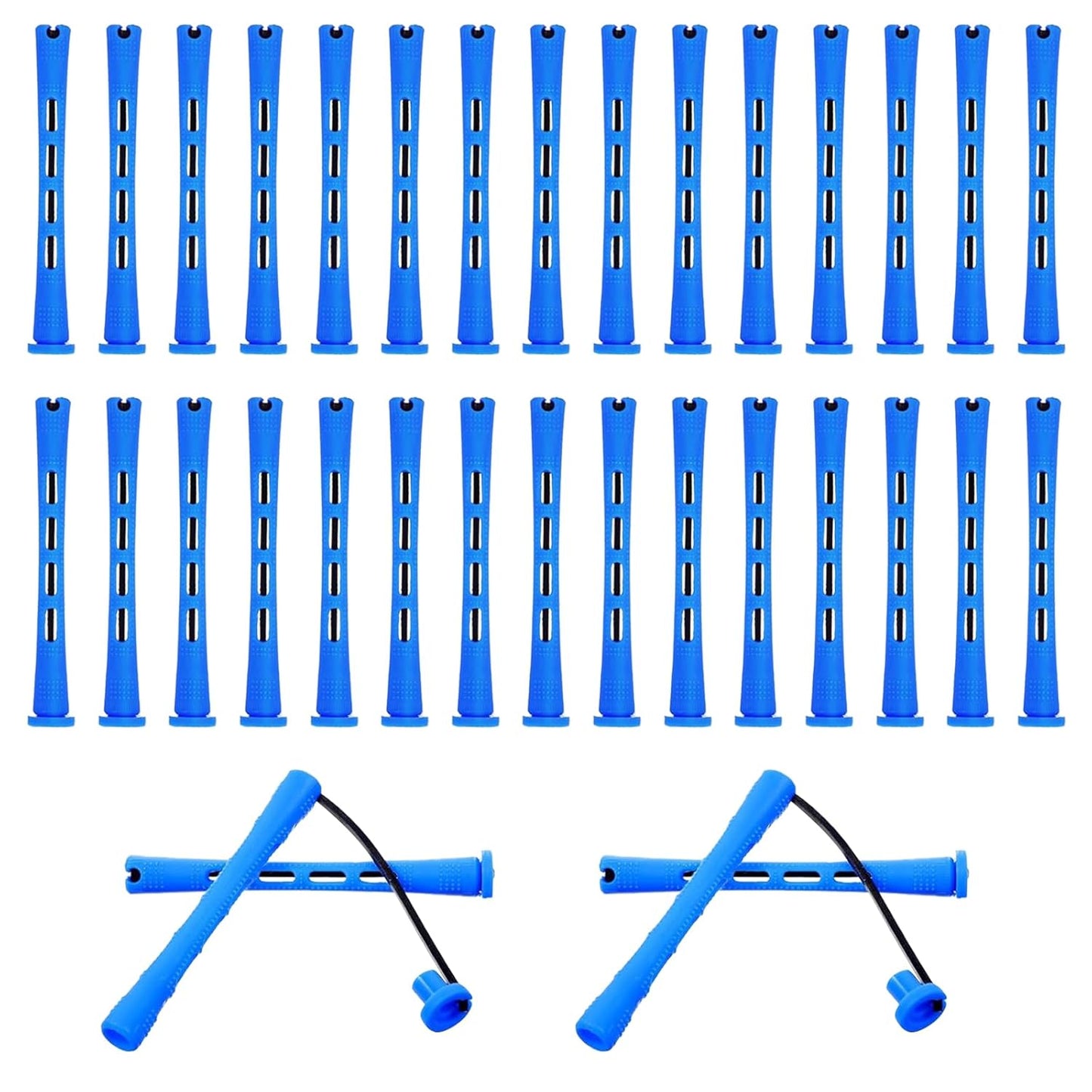 Perm Rods Set - 40pcs Small Plastic Curling Rollers for Short Natural Hair | DIY Hairdressing Tools (Blue)