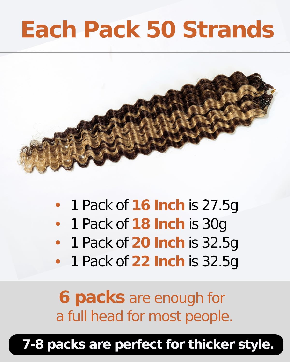 BEEOS Highlights Human Crochet Hair P4/27, Deep Wave Pre-Separated Miracle Knots Feather Crochet Hair for Women, Brown with Honey Blonde 16 Inch 5 PCS 125 Strands