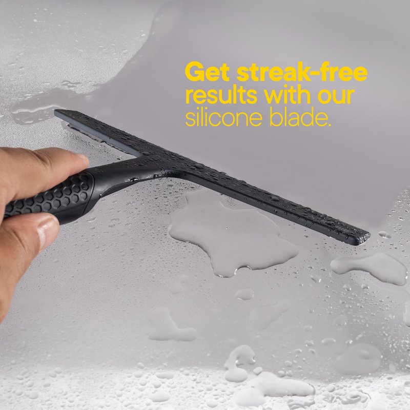 TOOLETRIES The Squeegee & Hook - All Purpose Shower Squeegee for Glass Doors, Silicone Grip, Bathroom Cleaner Tool Household Window Mirror Squeegee, Bathroom Accessories & Cleaning Supplies - 10 Inch