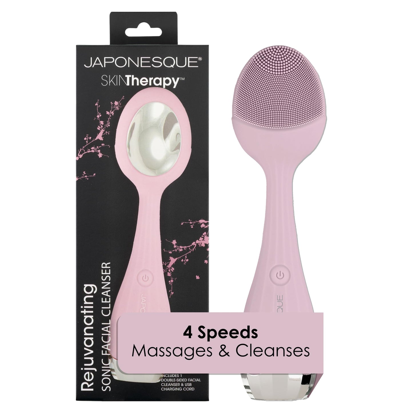 JAPONESQUE SKINTherapy Rejuvenating Sonic Facial Cleanser, Rechargeable Waterproof Cleansing Device with Silicone Brush - Lift, Firm, and Tone Skin