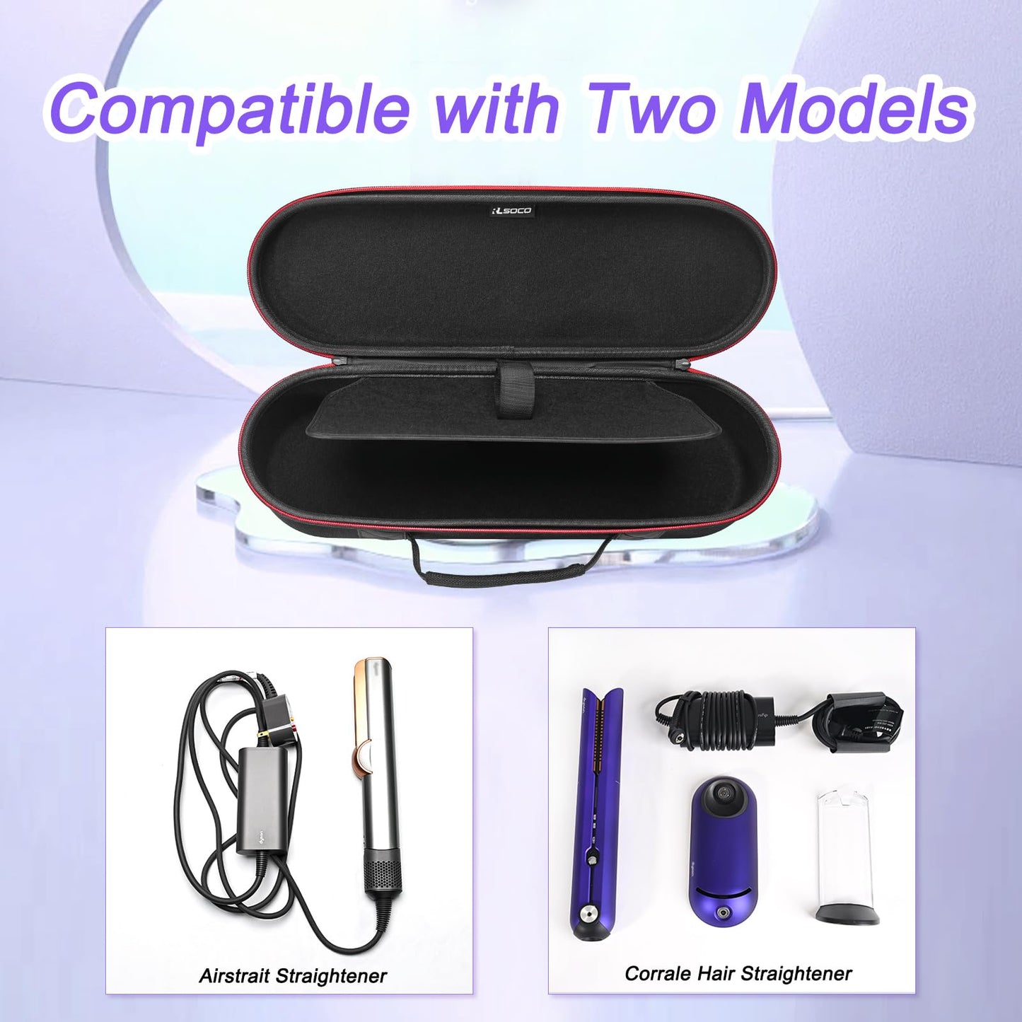 RLSOCO Travel Case for Dyson Airstrait Straightener/Corrale Hair Straightener - Black (Case Only)