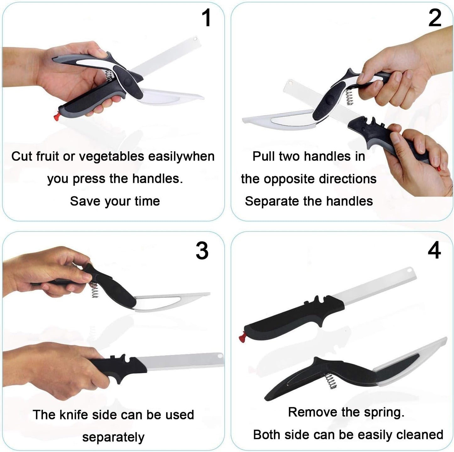 2-in-1 Kitchen Scissors with Cutting Board and Knife Design, Multifunctional Food Shears with Stainless Steel Blades and Safety Lock, Ideal for Chopping, Slicing, and Meal Prep Black
