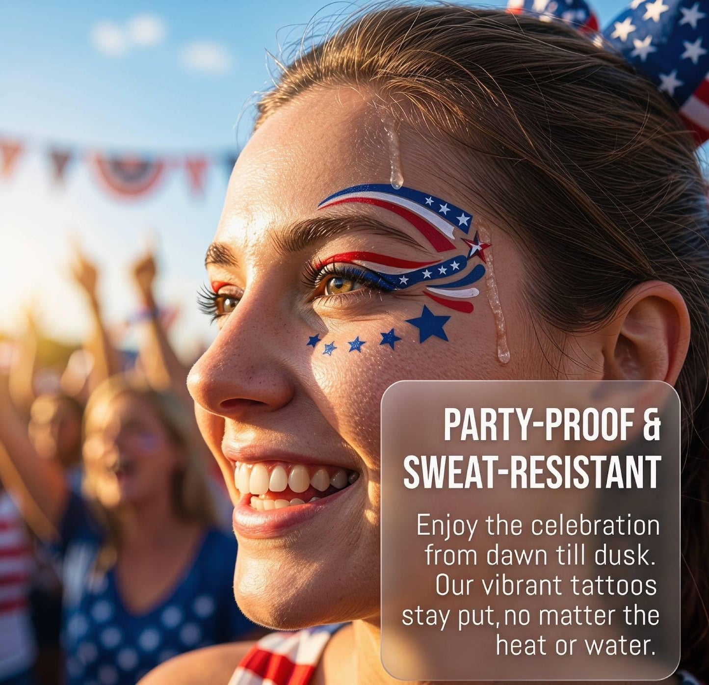 120+ PCS 4th of July Temporary Tattoos, Patriotic Waterproof Fake Tattoos with American Flag Eagle Fireworks Designs, Independence Day Party Favors Supplies for USA Memorial Day Parade