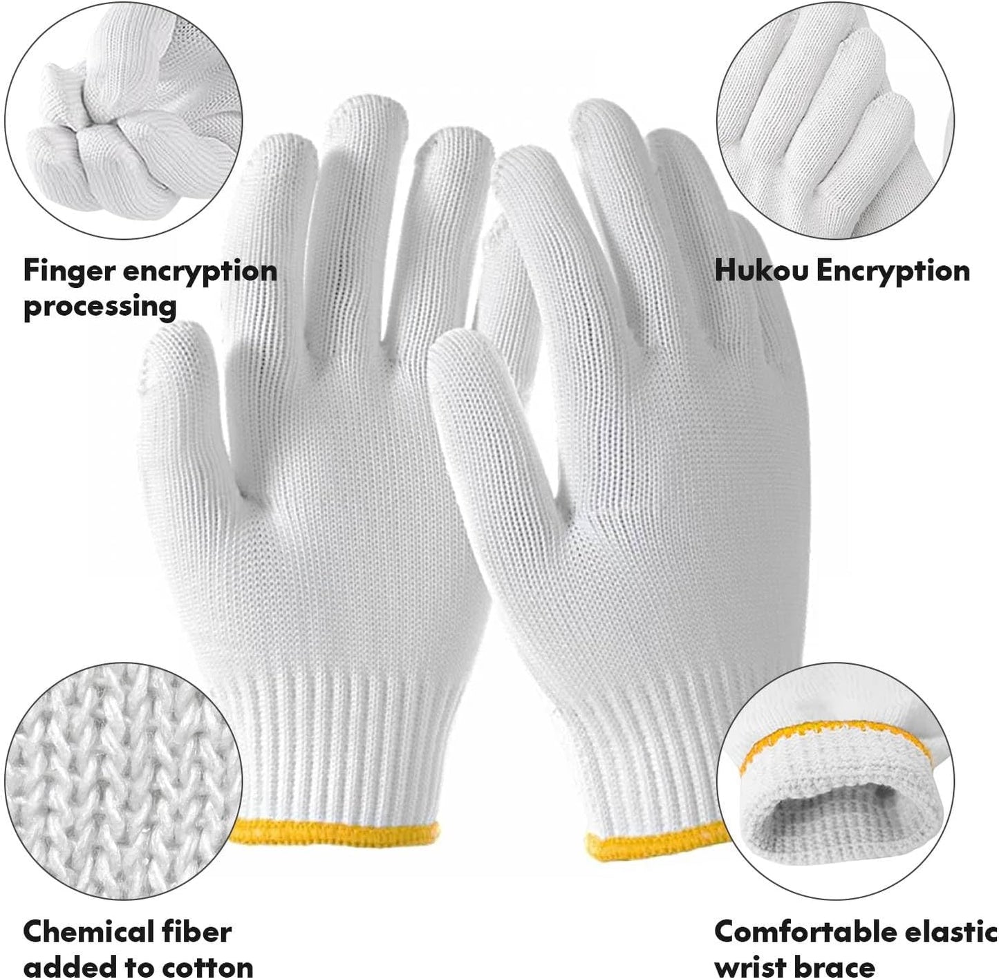 Unisex Cotton Polyester Knitted Safety Gloves - Ideal for Gardening, Cooking & Warehouse Work | 12/36/240 Pairs