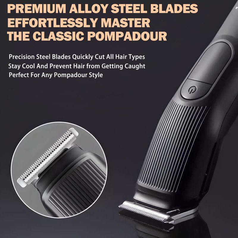 HTC Professional Hair Trimmer, Precision Alloy Steel Blade Hair Clippers, Type-C Fast Charging, 5 Adjustable Settings, Rechargeable