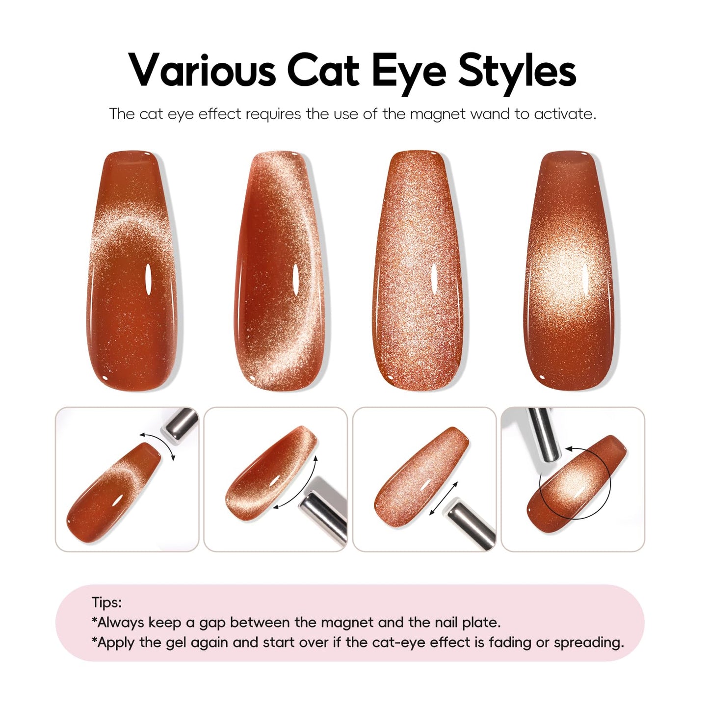 PEACECOLOR Brown Cat Eye Gel Nail Polish Set, 6pcs10ML Brown Red Milky Pink Nude Fall Jelly Gel Manicure Kit Nail Art DIY at Home Gifts for Women