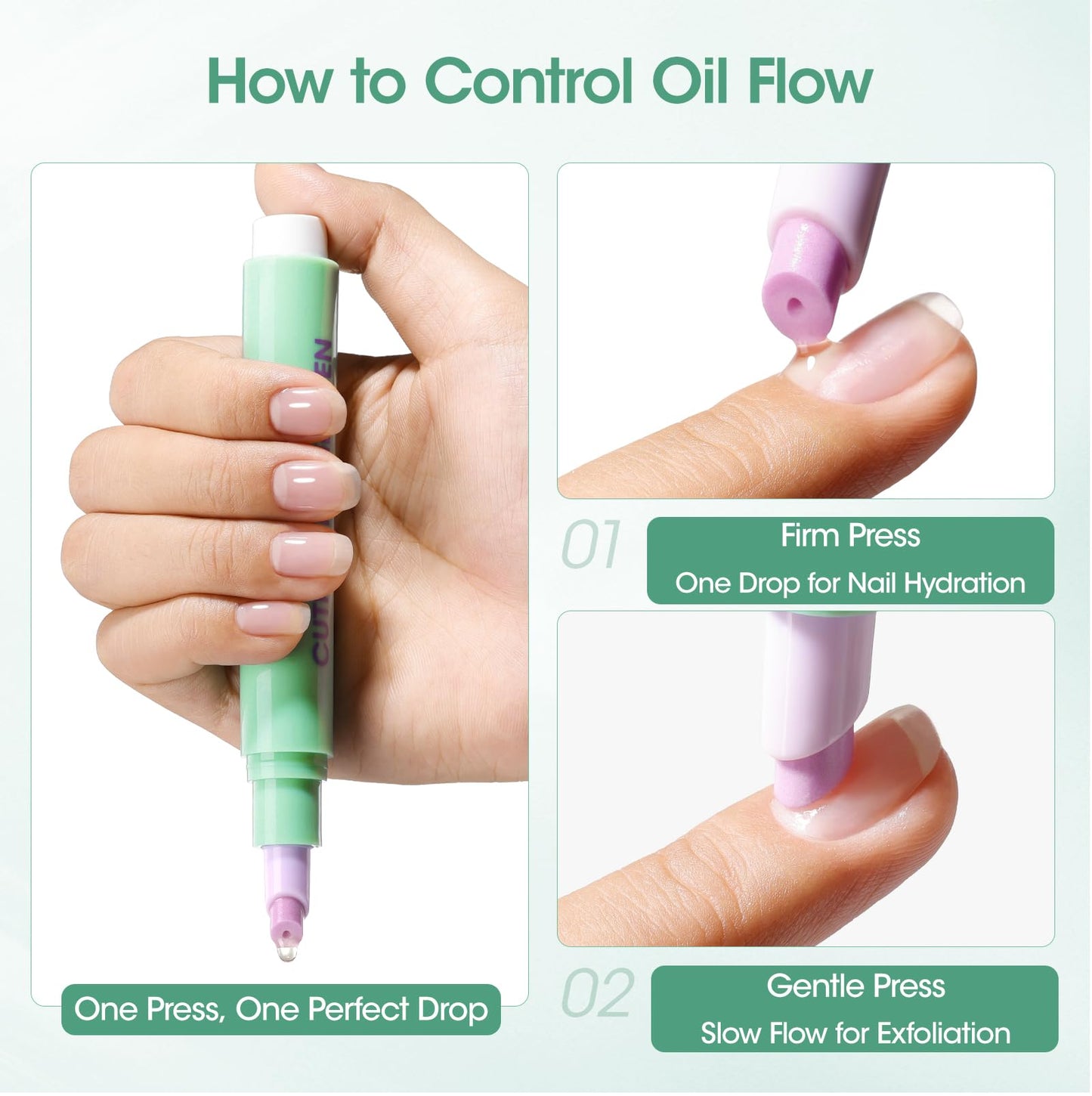 Gellen 6ml Ceramic Cuticle Oil Pusher Pen, Cuticle Remover & Moisturizing Oil Pen for Dry & Rough Cuticles, Gentle Cuticle Pusher for Beginners, Home Salon Manicure Cuticle Tool, Jasmine Scent