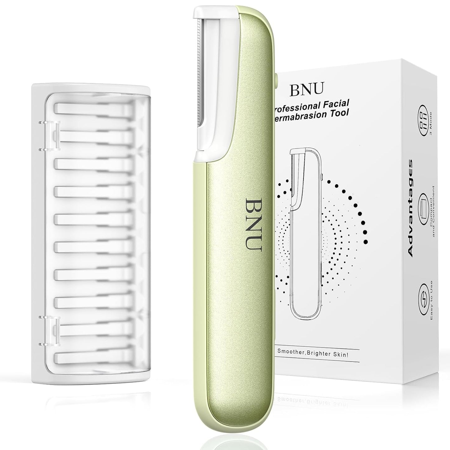 Dermaplane Razor for Women - Face Exfoliation Tool with 10 Replaceable Blades | Green