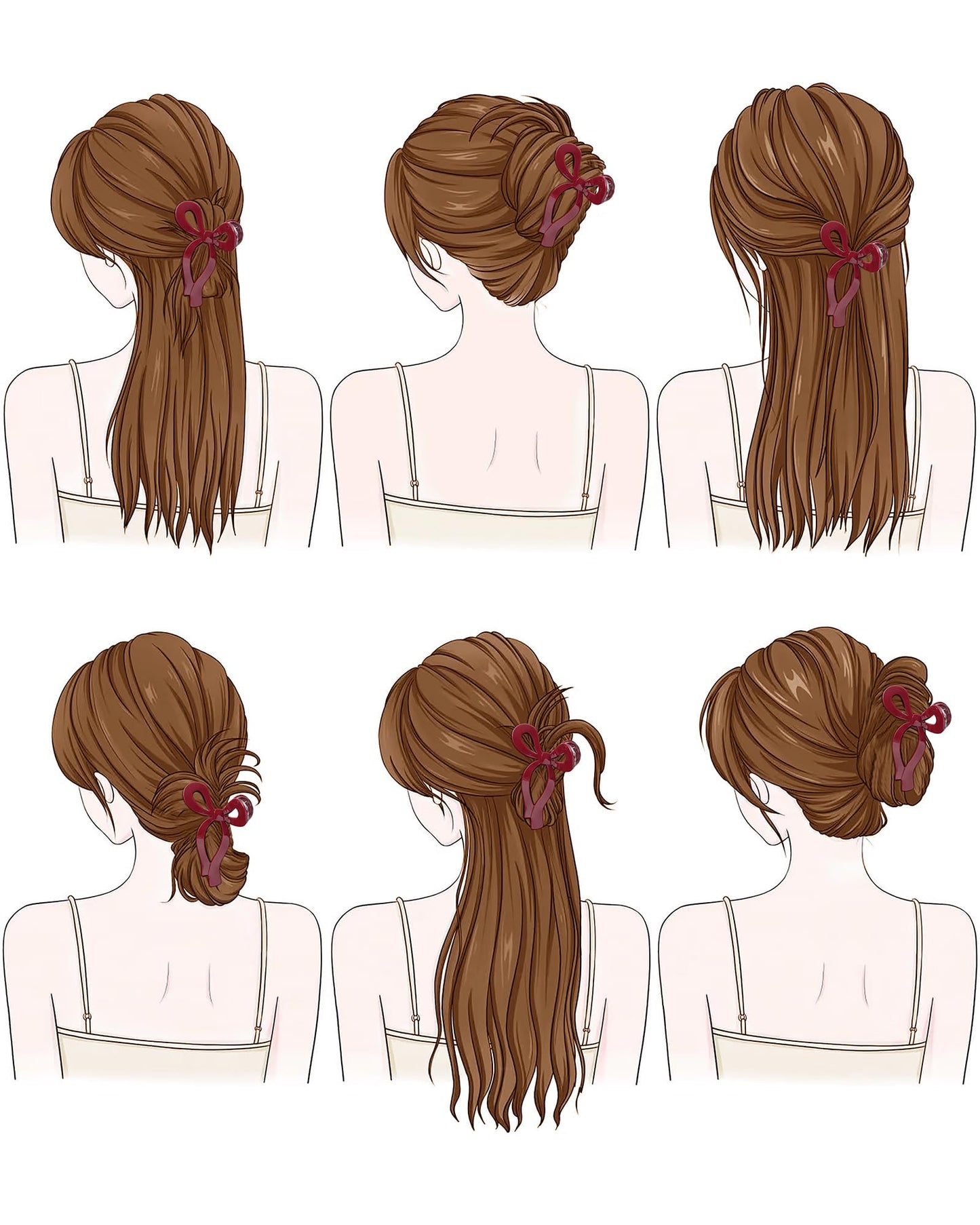 Mesovor 4 Pack Bow Hair Claw Clips for Women, Nonslip 4.3" Large Hair Grip Clawclips for Thin and Thick | Bowknot Hair Strong Hold Hair Jaw Clamps Gifts (Black, Burgundy, White, Red Polka Dots)