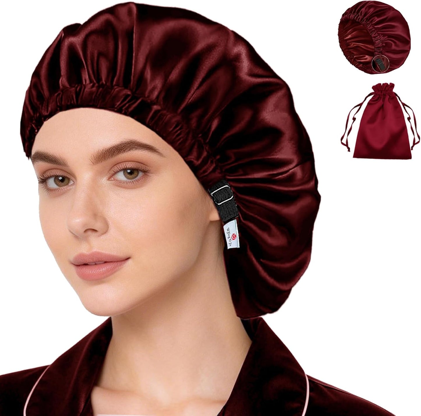 Silk Satin Bonnet Set - Soft Sleep Caps for Curly Hair | 2-Pack, Women's Night Bonnets