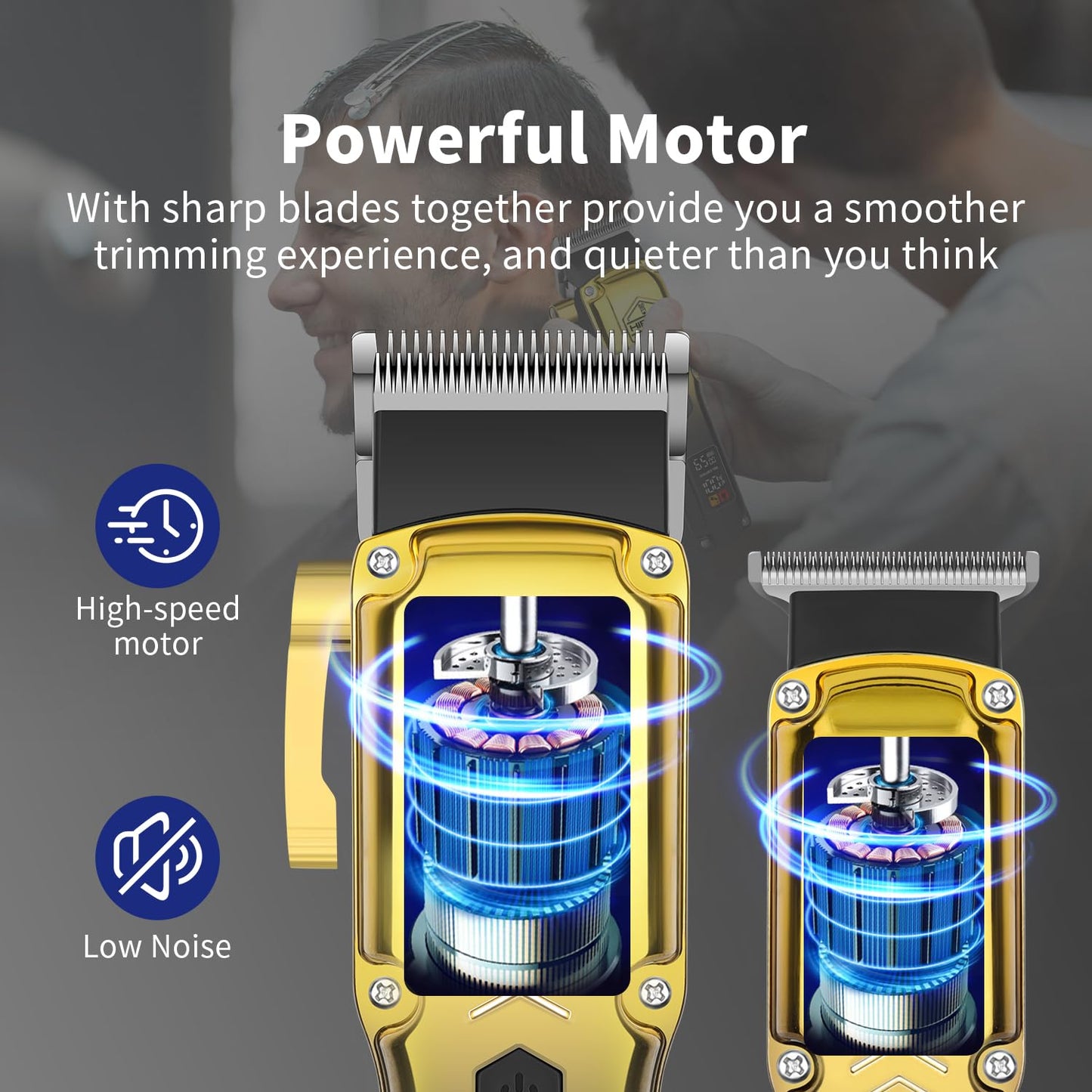 HIENA PRO Professional Hair Clipper Set and Trimmer Kit, Rechargeable Barber Clippers, Cordless Hair Cutting Tools with LED Display, USB Charging, Perfect Gifts for Men
