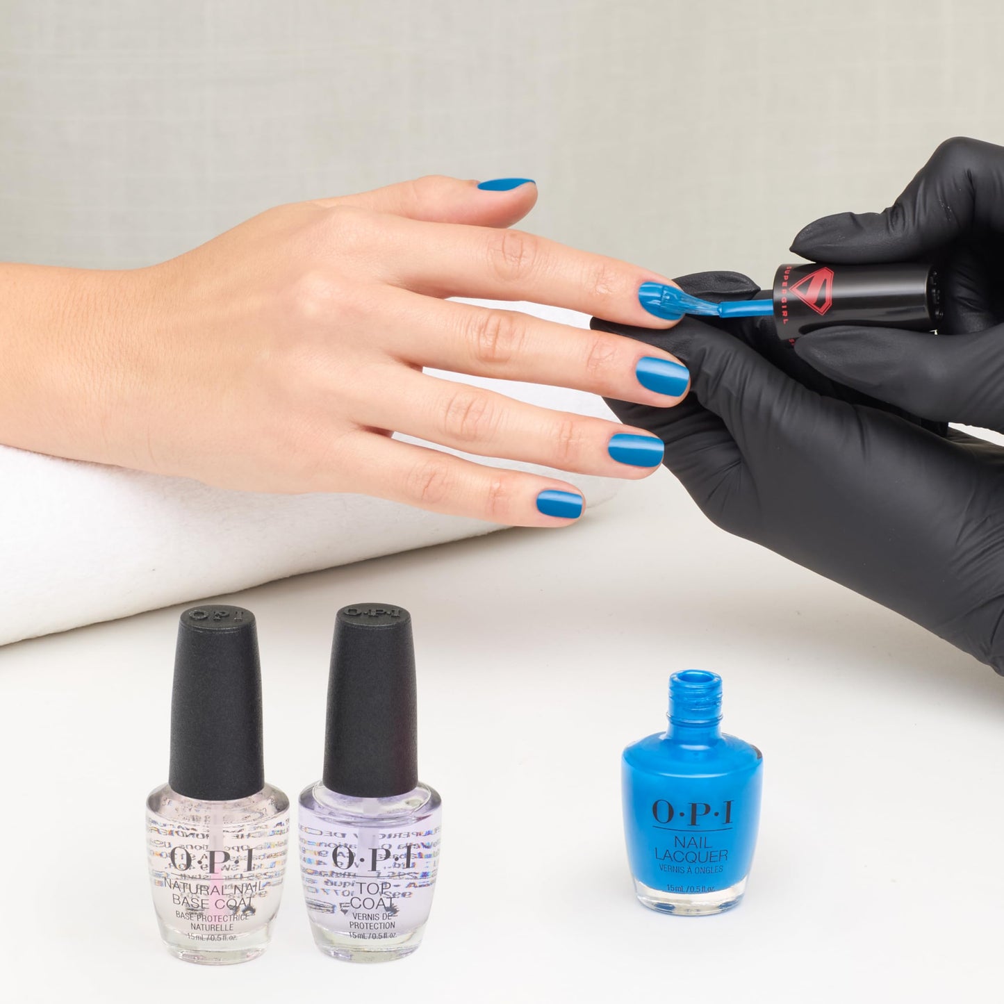 OPI Nail Lacquer Up Up and Ablaze | Opaque Bright Neutral Blue Crème Chip Resistant Nail Polish x Supergirl Collection
