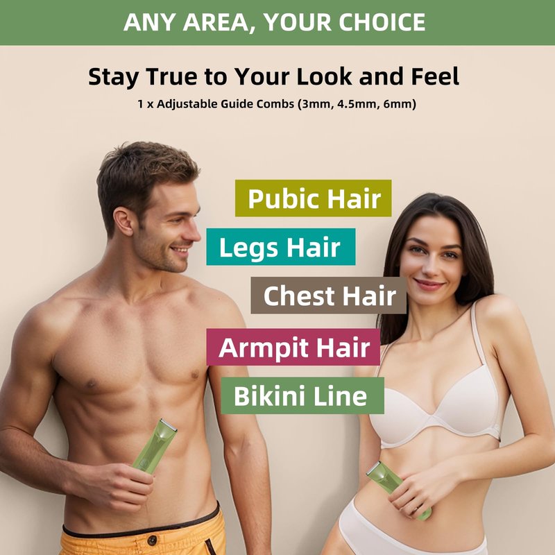 INVJOY Pubic Hair Trimmer for Men Women, Electric Body Shaver w/Light for Balls Groin, Bikini Trimmer No Nick, No Cut, No Razor Burn, Waterproof Personal Groomer for Private Area Grooming