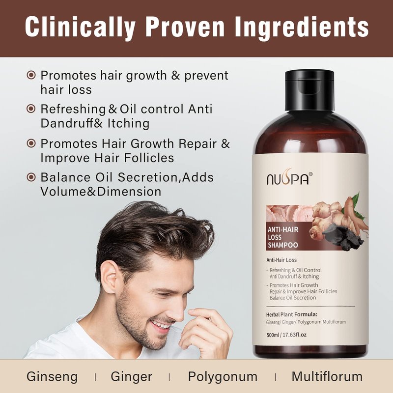Anti Hair Loss Hair Serum, Repairing Hair Scalp with Herbal Extracts,Scalp Massage Serum Water Base with Ginseng,Ginger,Polygonum Multiflorum for Men and Women,Daily Use