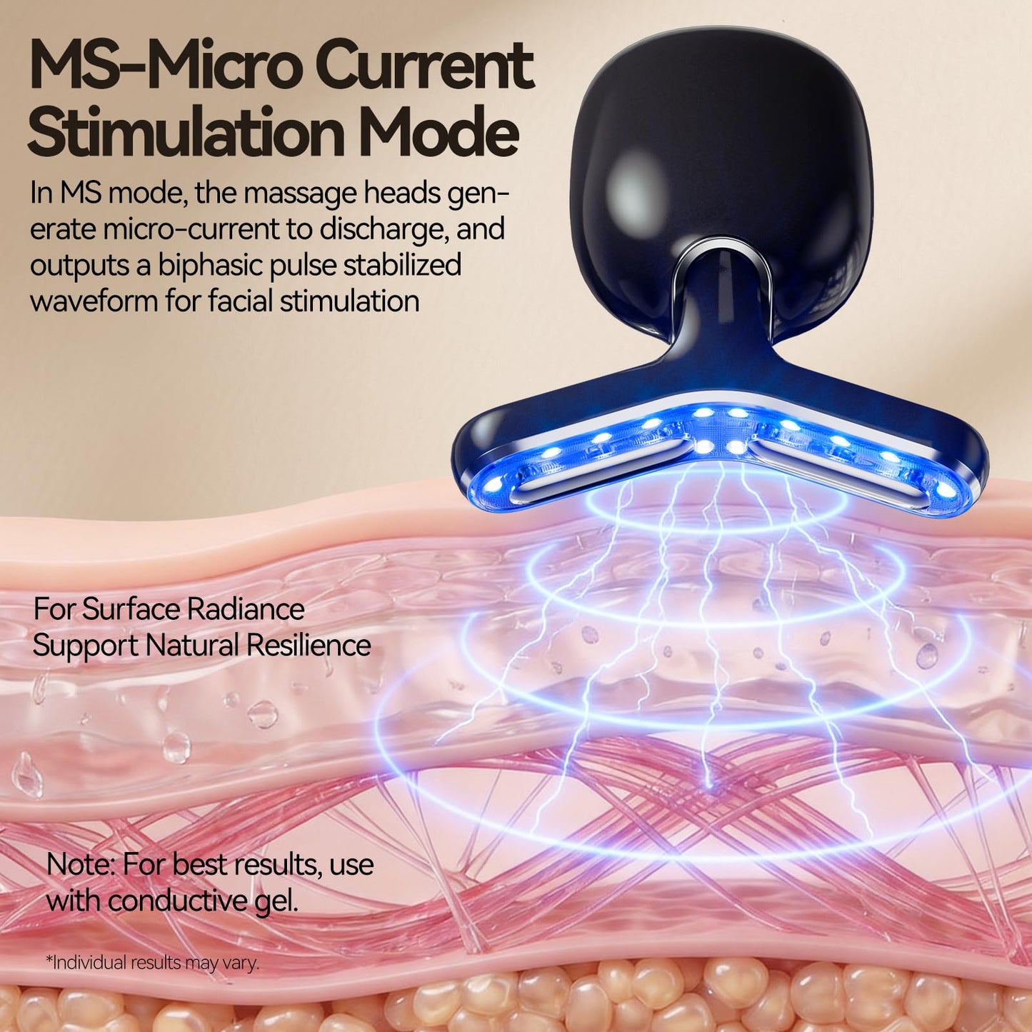 Micro-Current Facial Beauty Device, Red Light Therapy for Face and Neck with Vibration, 3 Color LED Mode Face Massager for Treat Facial Wrinkles and Skin Care - FDA Cleared (Black)