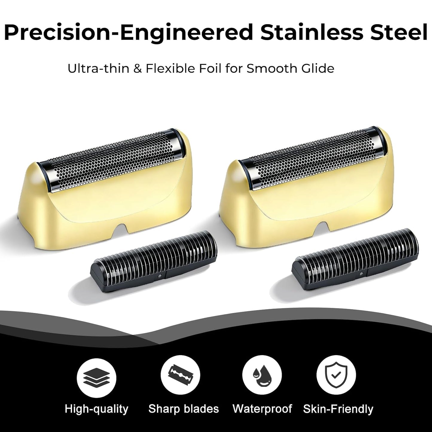 Shaver Replacement Foil & Cutter - 2-Pack for BaBylissPRO UV-Disinfecting Foil | Gold