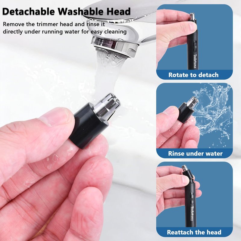 Todetana Nose Hair Trimmer for Men & Women, Painless Electric Nose & Ear Hair Trimmer, 360° Precision Trimming, USB Rechargeable, Easy Clean, Portable Grooming Tool, 2 Pack