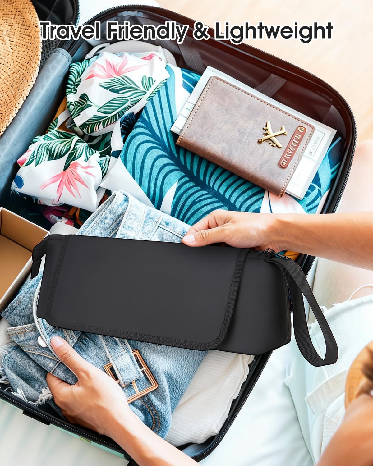 Hair Tools Travel Bag - Heat-Resistant Mat & Large Capacity Organizer for Curling Iron, Flat Iron, Blow Dryer | Portable Travel Case (Midnight)