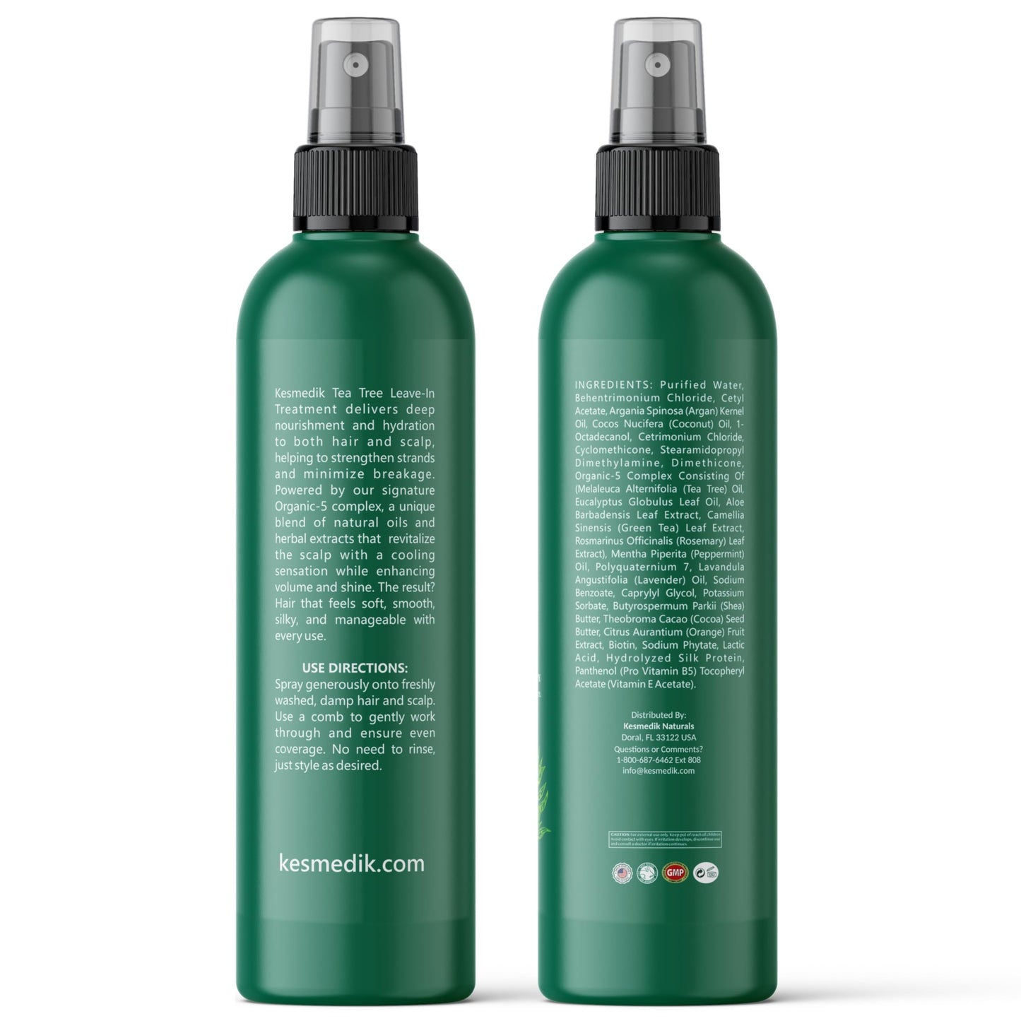 KESMEDIK Tea Tree Oil Leave-In Conditioner Treatment & Detangler Spray for Flaky Itchy Scalp Care, Anti Thinning Formula with Biotin for Soft, Healthy-Looking Hair, Sulfate-Free, Men & Women