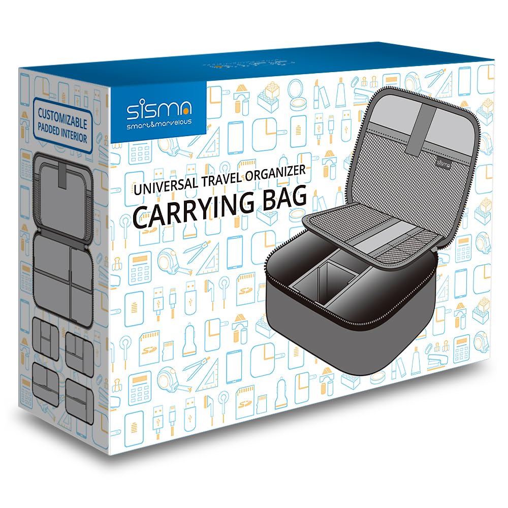 Sisma Travel Cords Organizer Universal Small Electronic Accessories Carrying Bag for Cables Adapter USB Sticks Leads Memory Cards