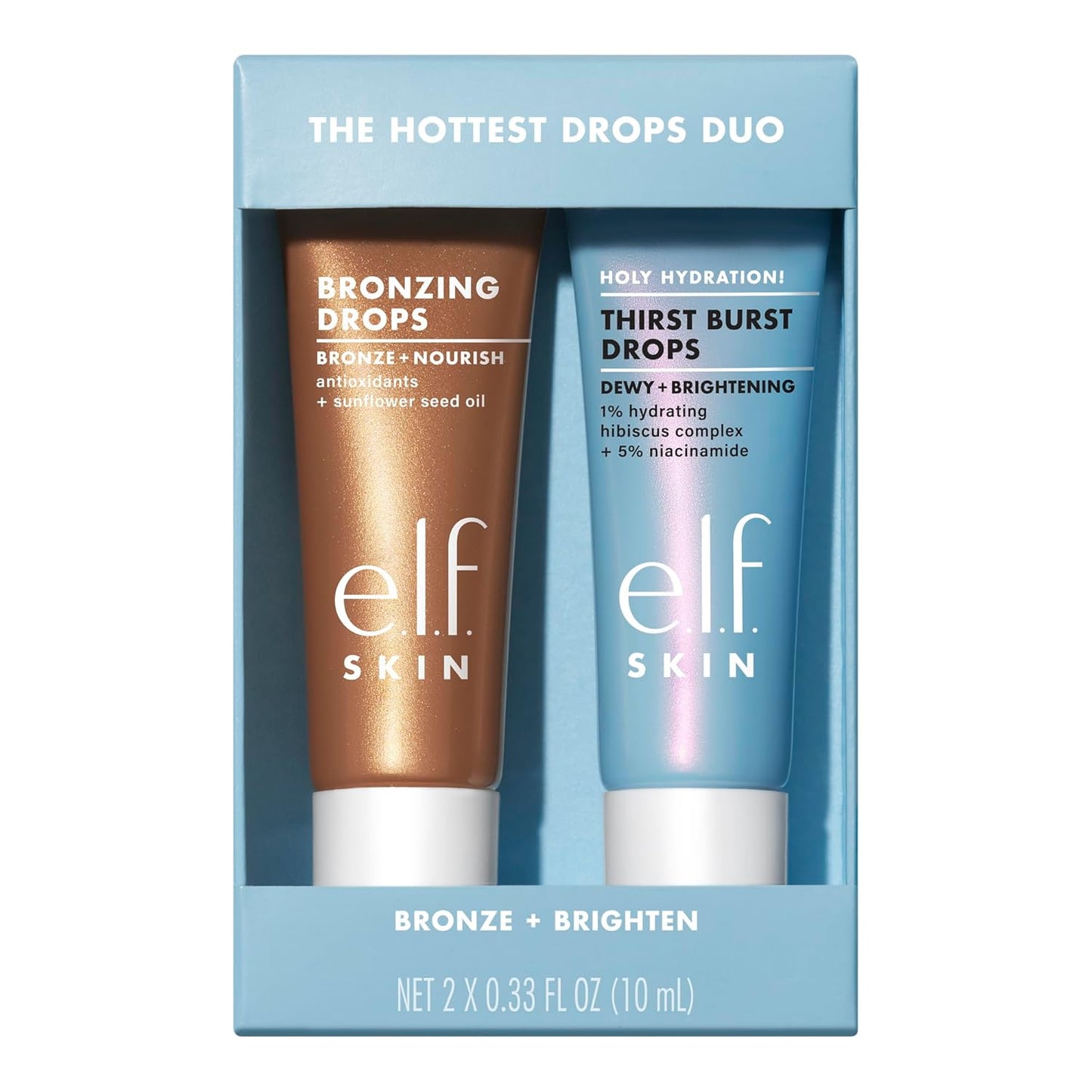 e.l.f. SKIN Holy Hydration Drops Duo - Thirst Burst & Bronzing Skincare Set for Dewy, Sun-Kissed Glow | Vegan & Cruelty-Free