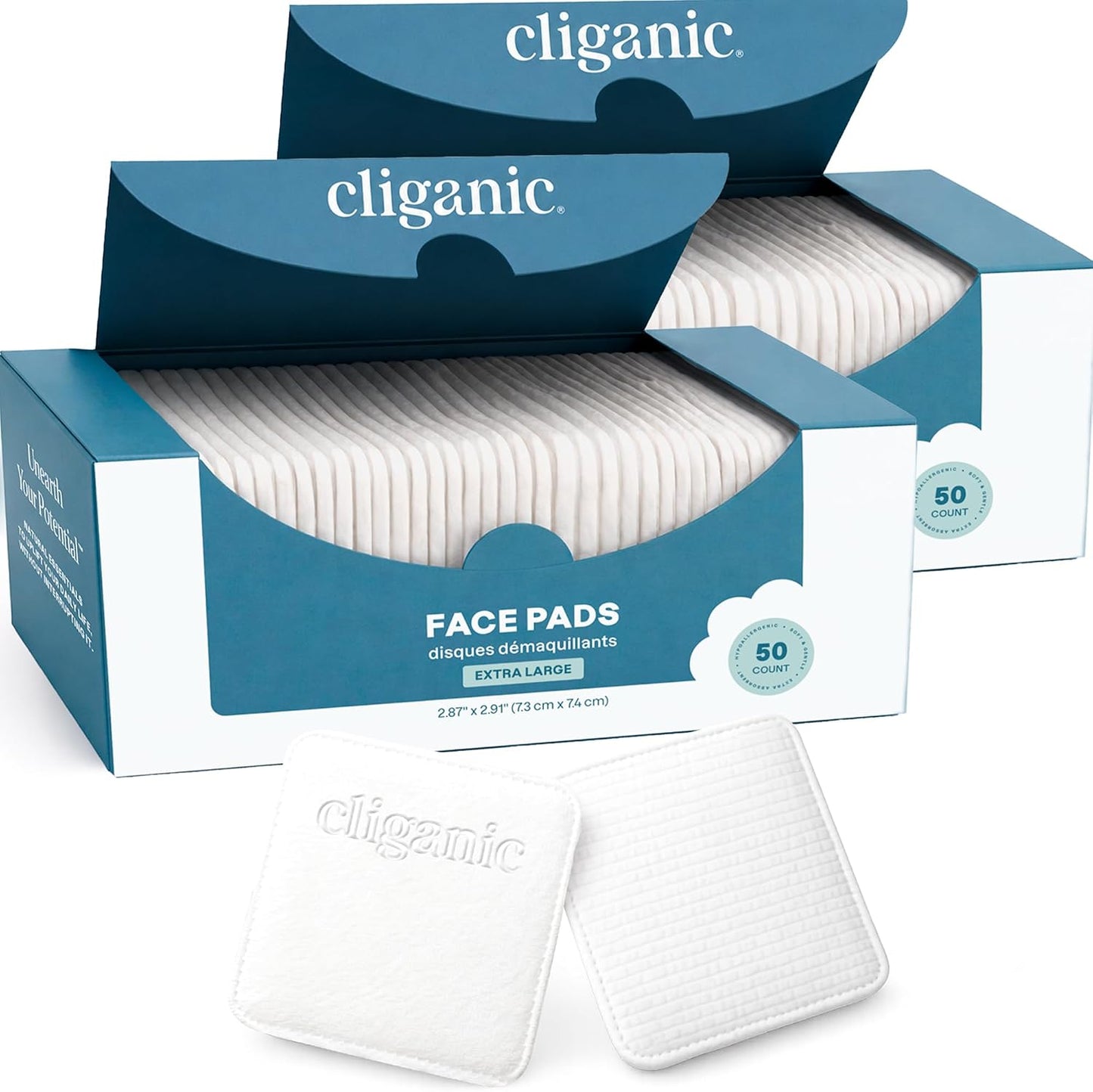 Cliganic Premium Cotton Rounds - Hypoallergenic Makeup Remover Pads, Lint-Free | 600 Count