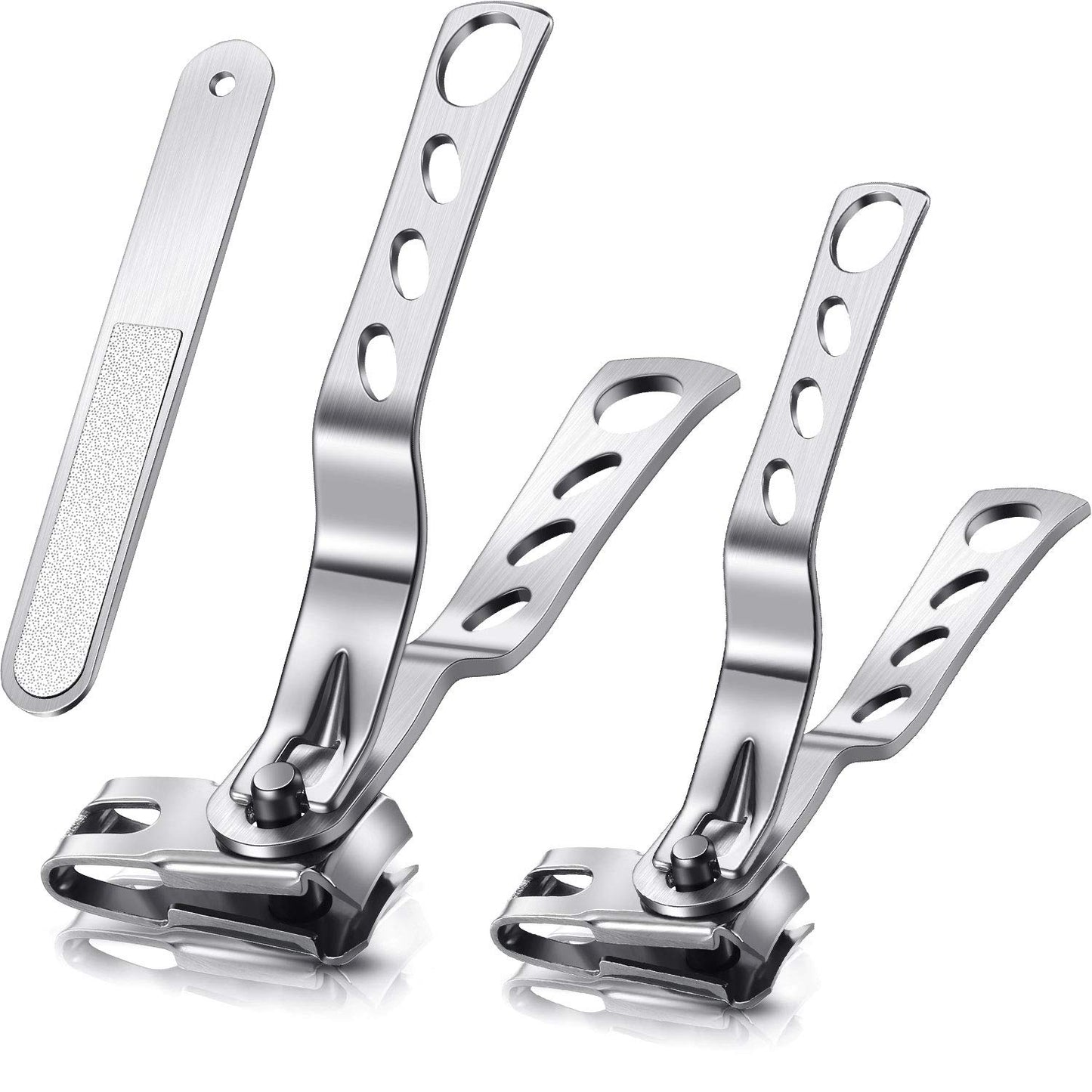 Mudder 3 Pieces 360 Degree Rotary Nail Clippers Set, Stainless Steel Fingernail Toenail Clippers Trimmer and Cutter with Nail File, Easy Grip Fingernail Cutter Gifts for Men and Women