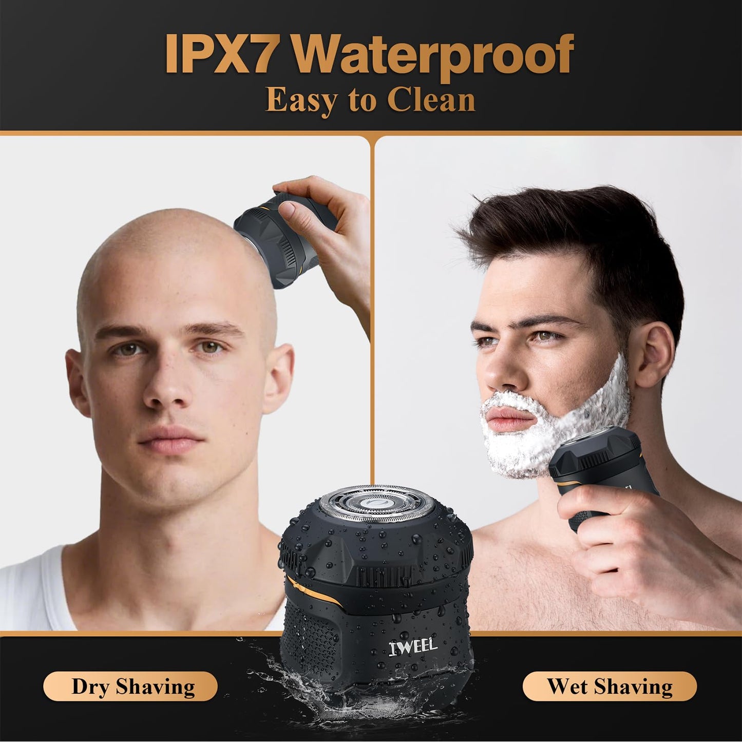 IWEEL Head Shavers for Bald Men Magnetic Electric Razor Rechargeable Head and Face Shaver for Men Beard Trimmer IPX7 Waterproof Wet/Dry Bald and Skull Shavers Cordless Grooming Kit for Travel Home