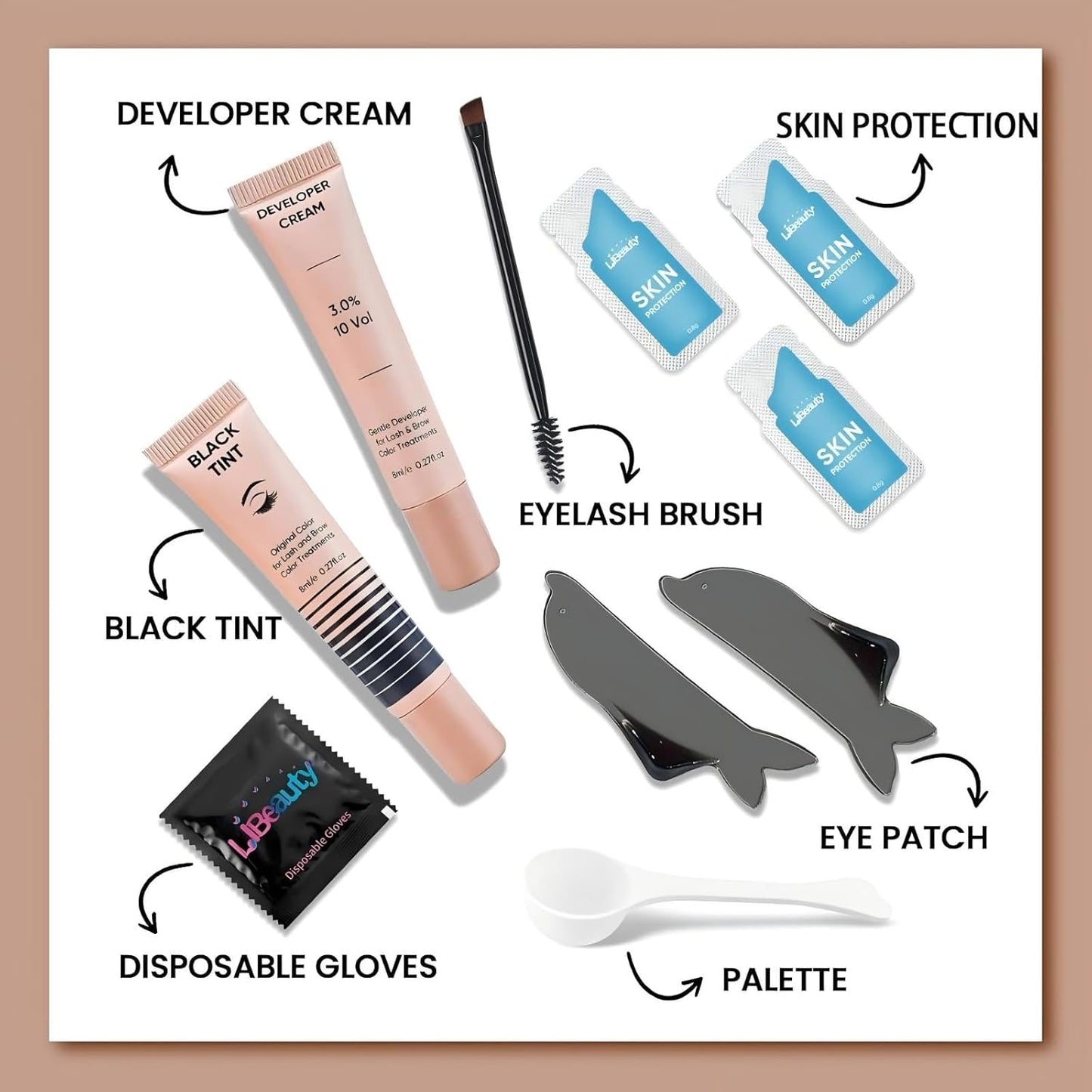 Libeauty Eyelash Color Kit - Instant Black Hair Dye with Reusable Eye Patches | DIY At Home or Salon