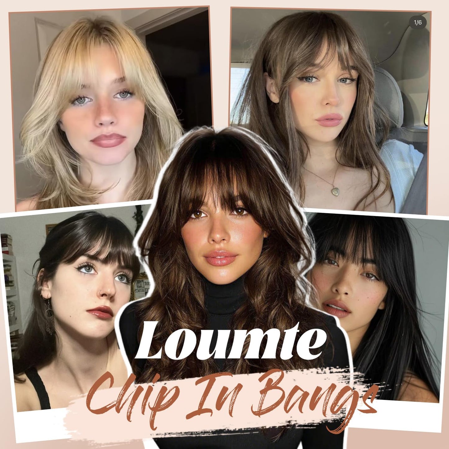 Clip In Bangs - 100% Real Human Hair Extensions | Wispy Dark Brown Fringe for Women