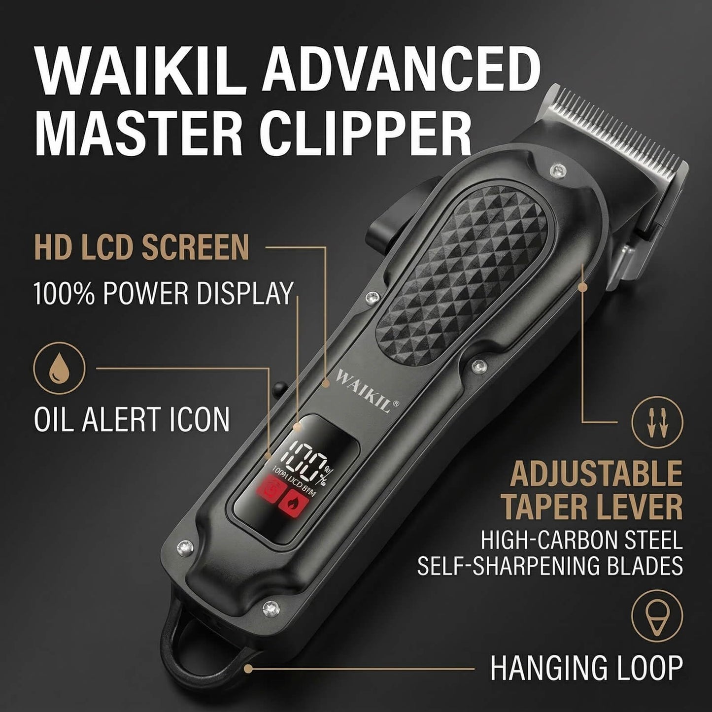 WAIKIL Men's Hair Clippers Set,Cordless Hair Trimmer & Foil Shaver Kit with LCD Display,Professional Barber Clippers for Men,Beard Trimmer,T-Outliner,Rechargeable Grooming Kit with Guide Combs
